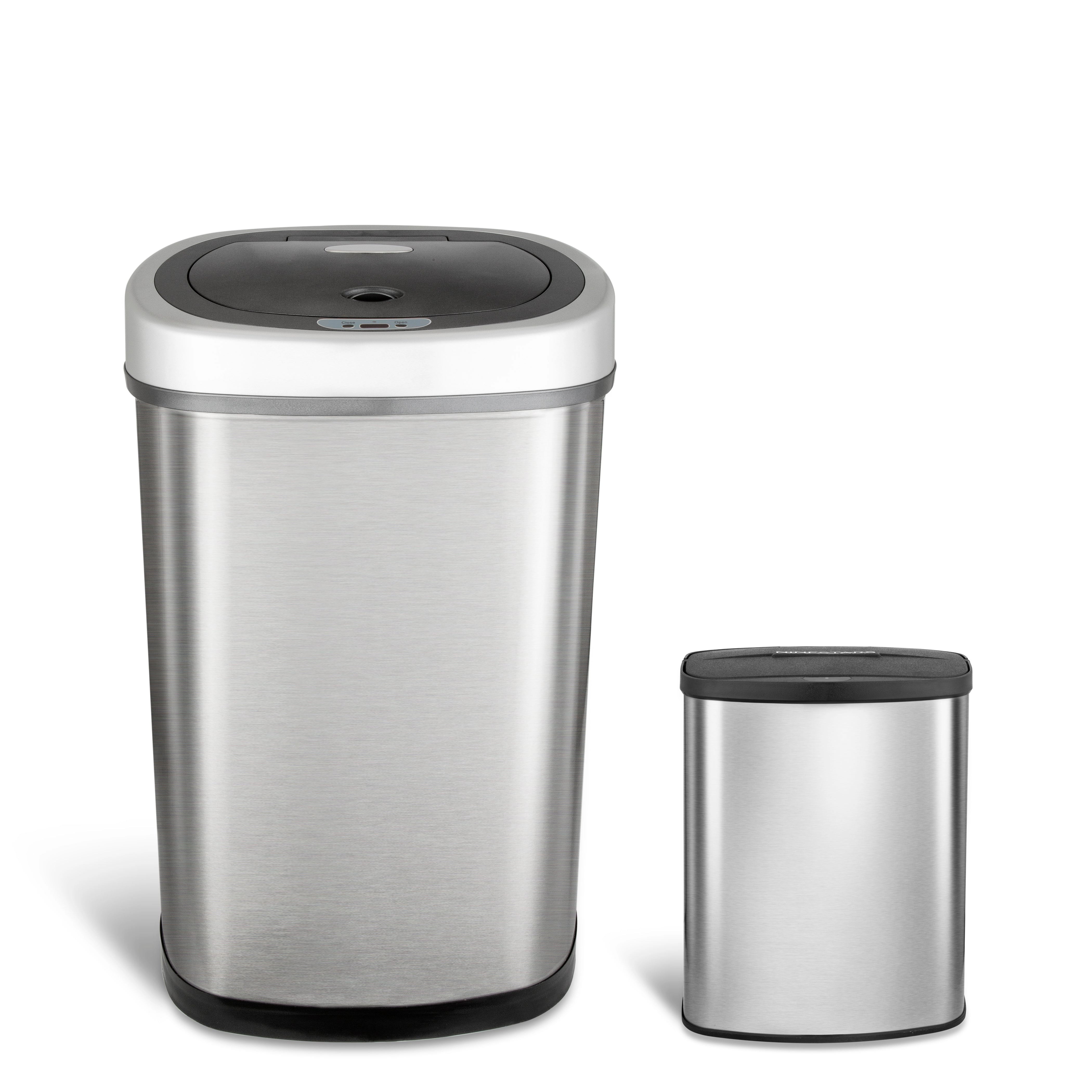 Ninestars 2-Piece 13.2 & 2.2-Gallon Stainless Steel Motion Sensor Trash Can Set