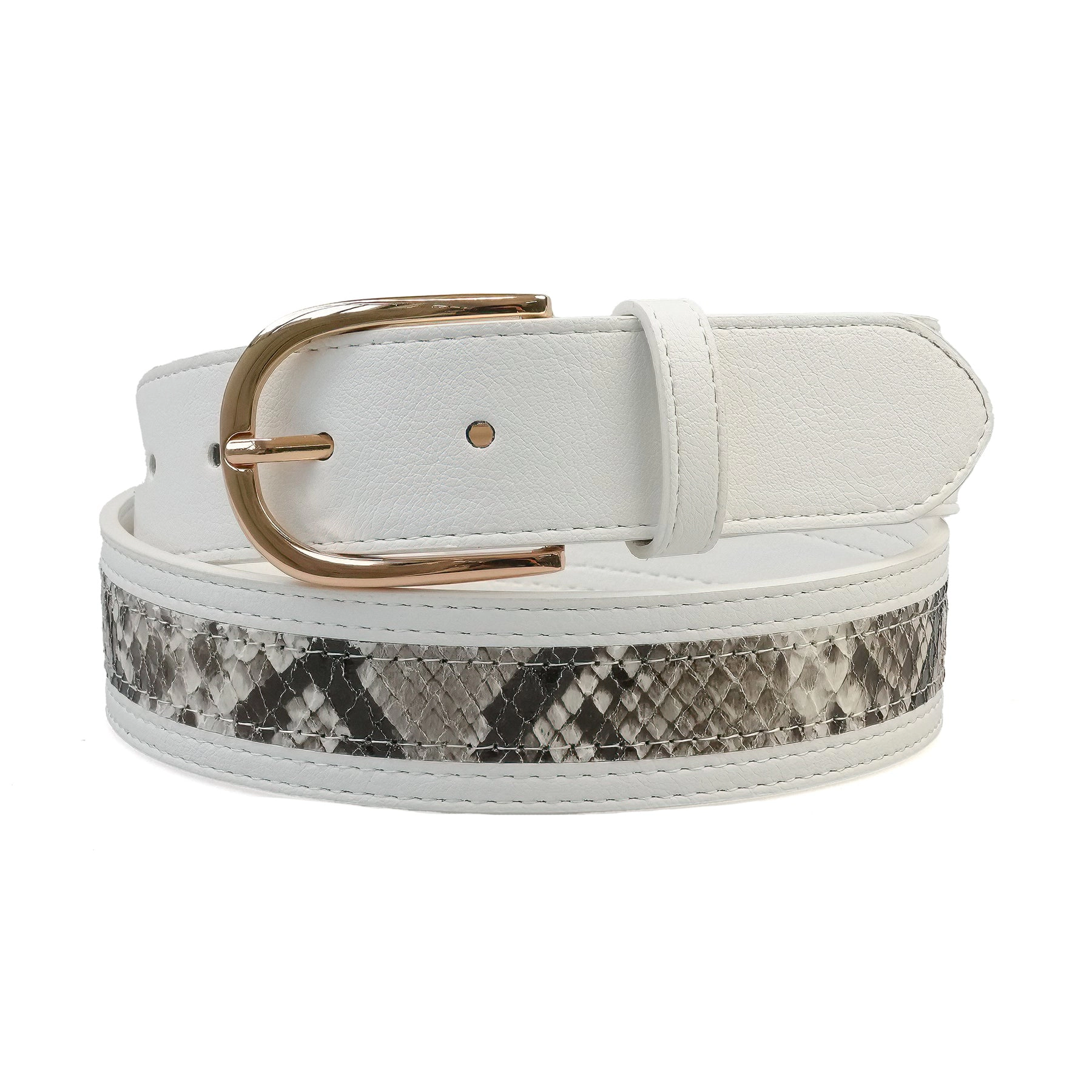 AGP PARIS White Dual Snake Print Women's Belt