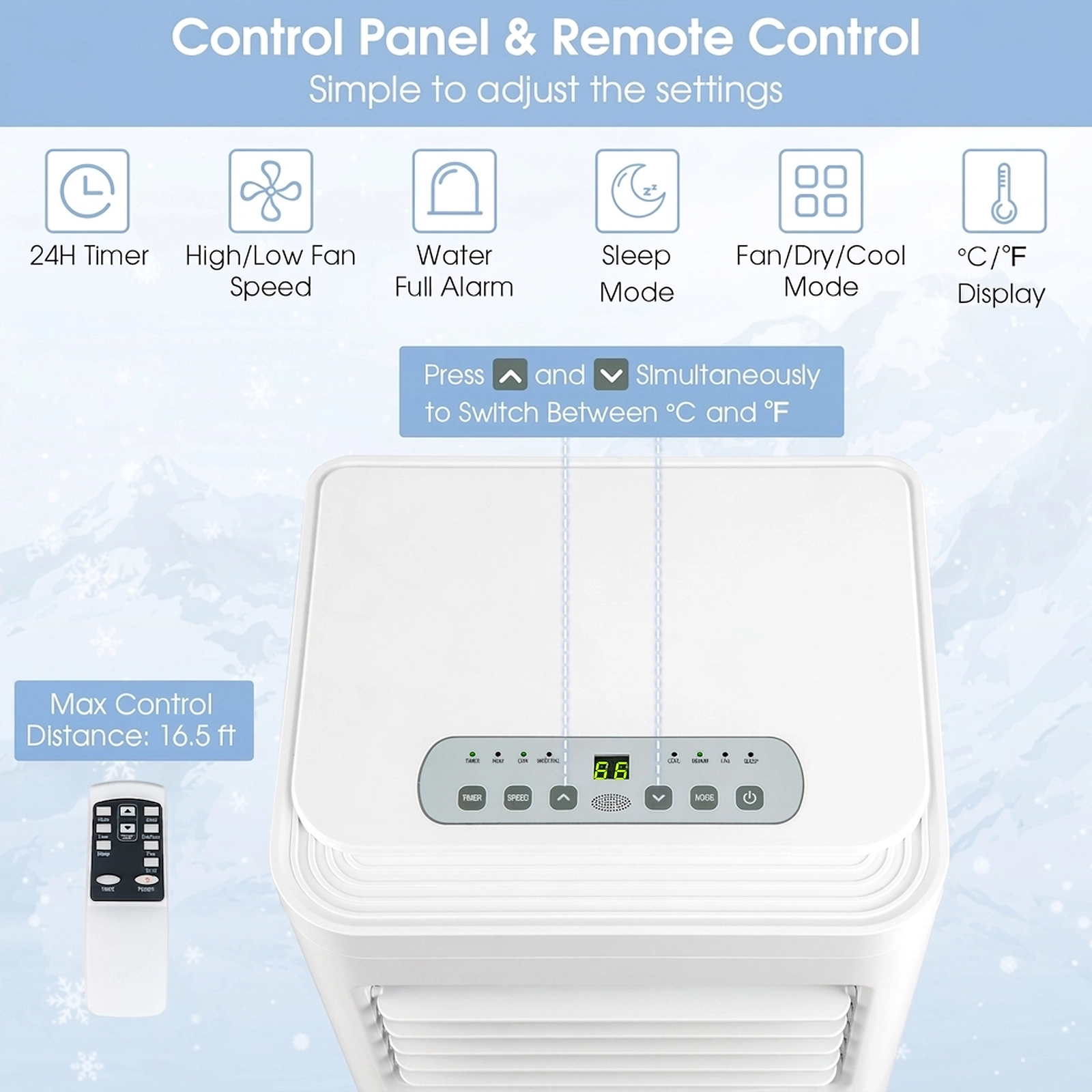 SUGIFT 3-in-1 Portable Air Conditioner Dehumidifier and Fan 6000 BTU SACC 10000 BTU ASHRAE 250 sq ft Cooling Area White