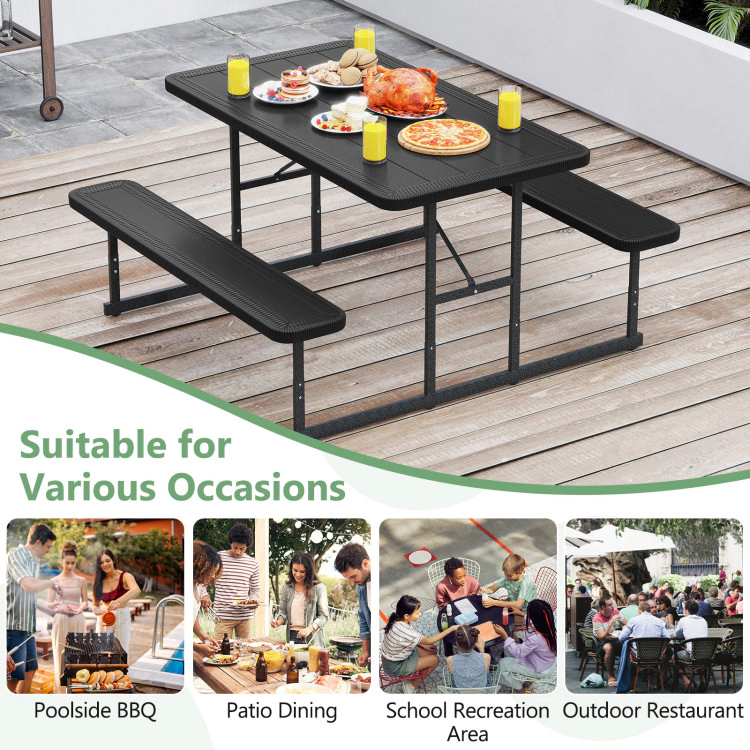 Hivvago Picnic Table Bench Set For 2-4 People Outdoor Rectangular Camping Dining