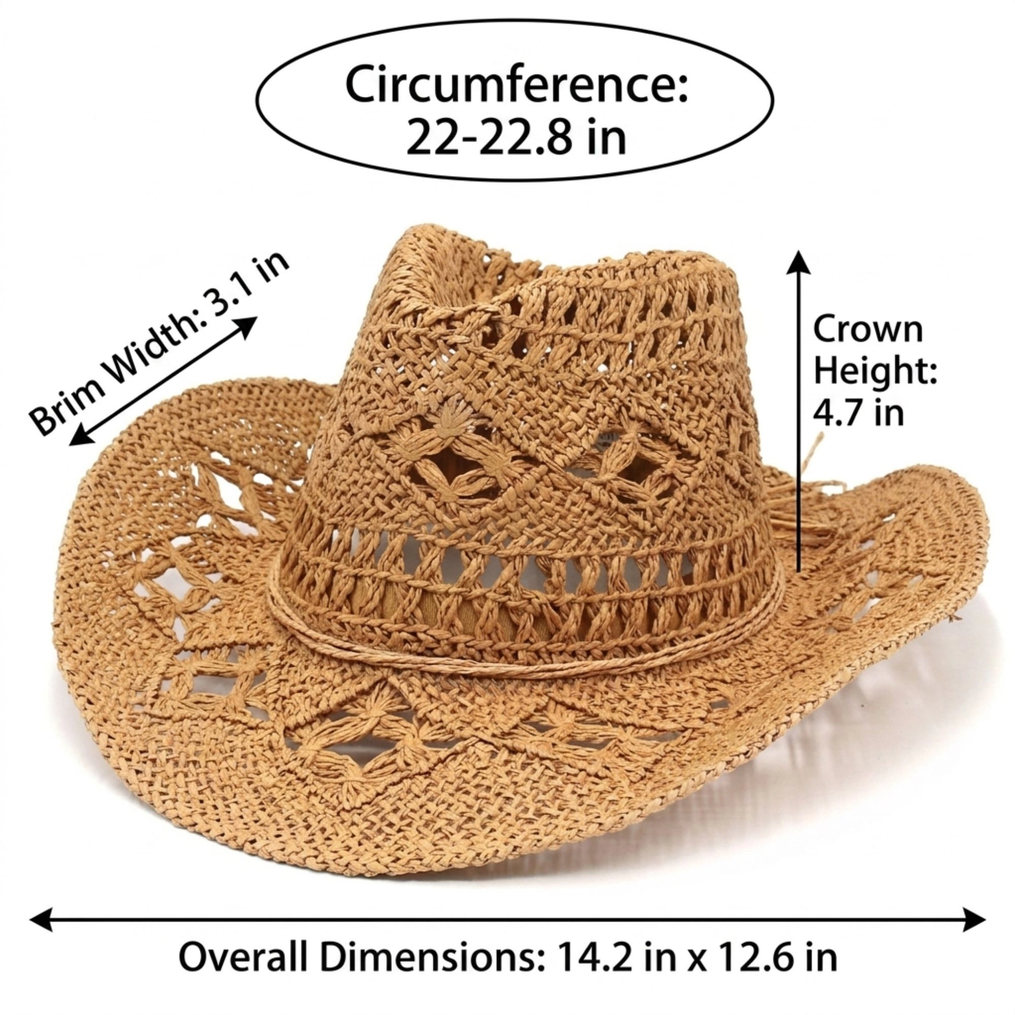 Anna-Kaci Women's Open Weave Western Sun Hat with Wide Brim and Boho Floral Pattern