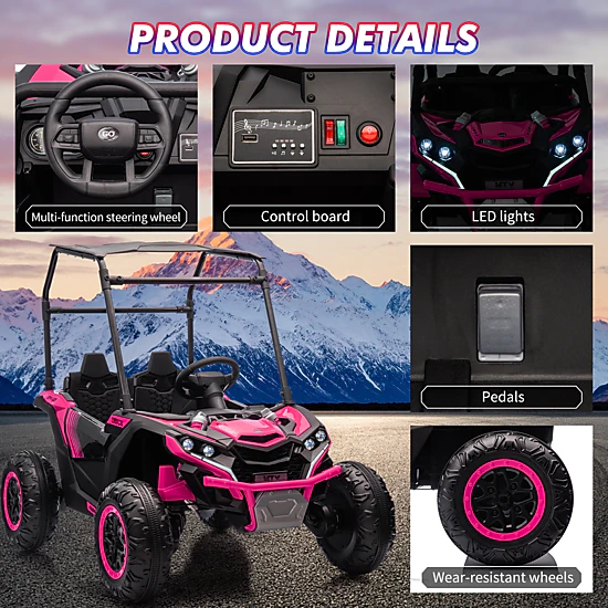 Howbow 24V 2-Seater Kids Ride-On UTV - 4WD Electric Truck with Remote ...