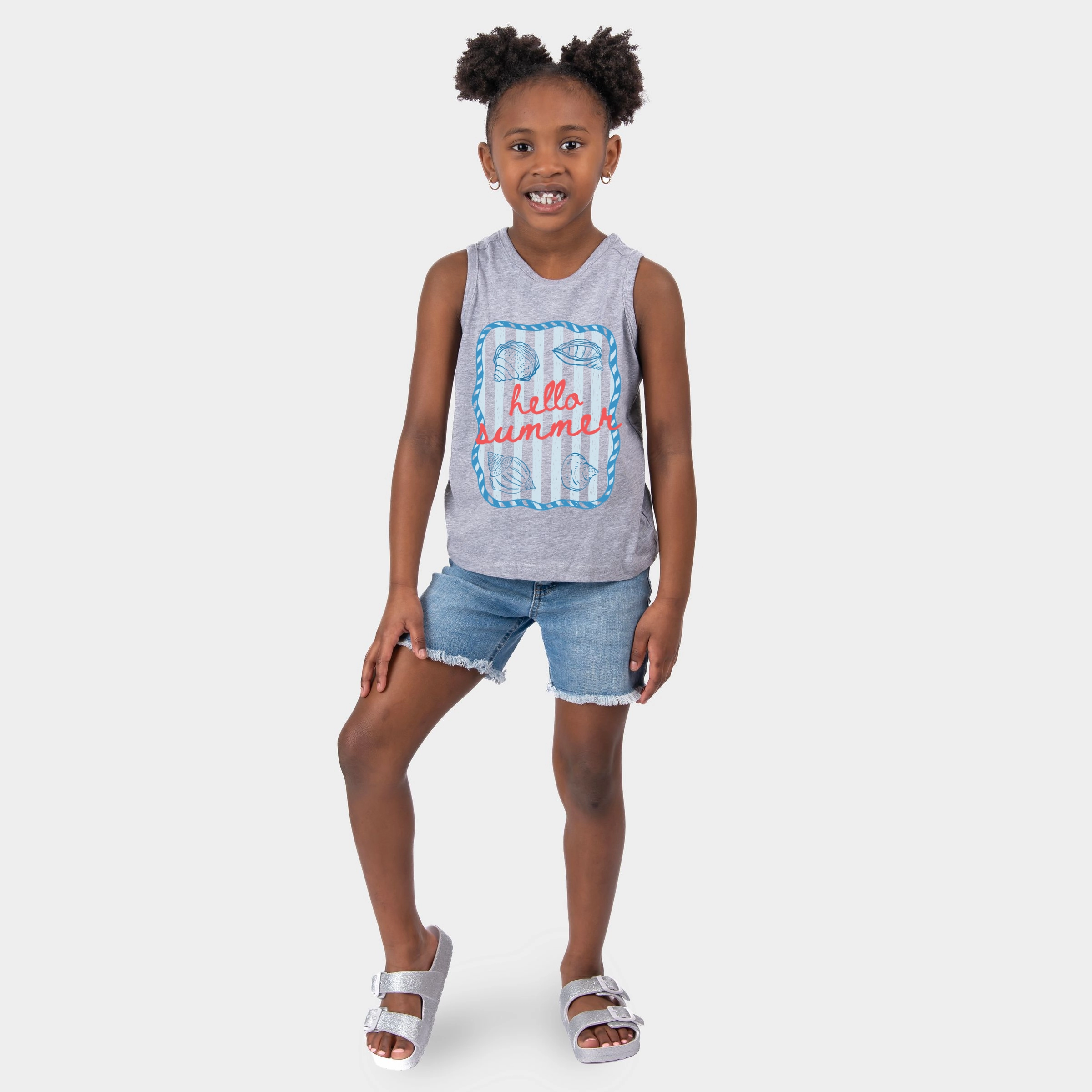 The Juniper Shop - Youth Tank Top Hello Summer Sea Shells