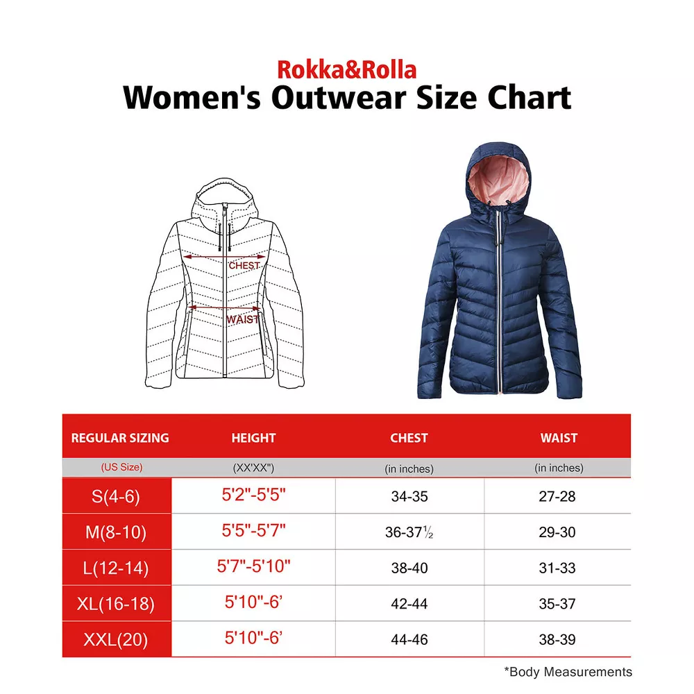 Rokka&Rolla Womens Lightweight Padded Puffer Jacket