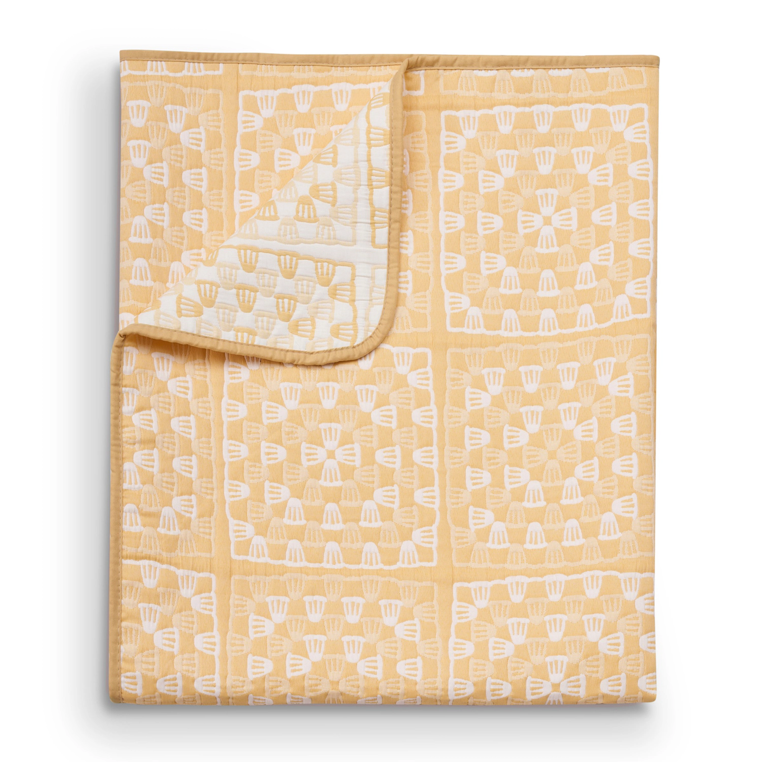 Greenland Home Fashion Granny Squares 100% Polyester Reversible Accessory Throw Blanket 50" x 60" Gold
