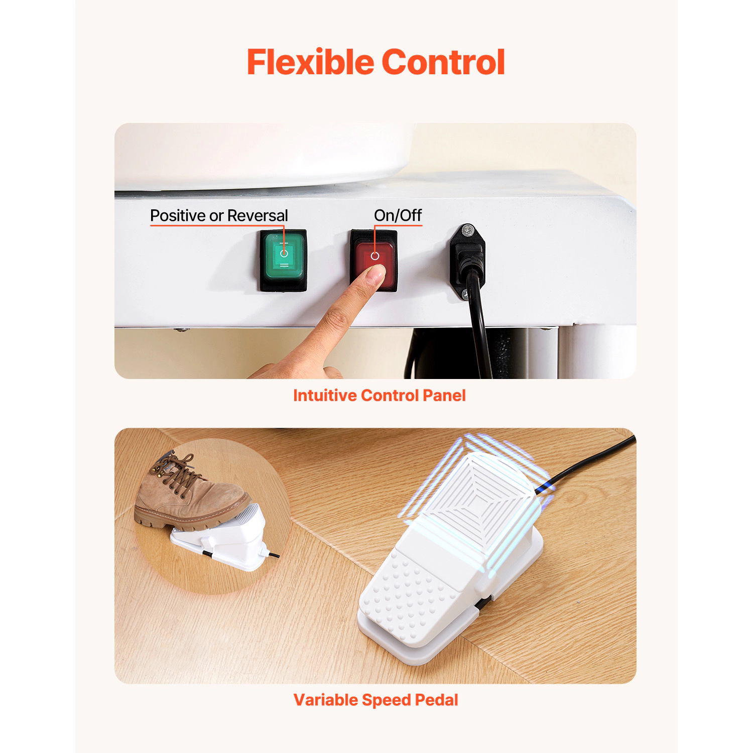 HONGGE Pottery Wheel Ceramic Wheel Forming Machine 60-300 RPM Adjustable Speed with Foot Pedal Control Detachable Basin