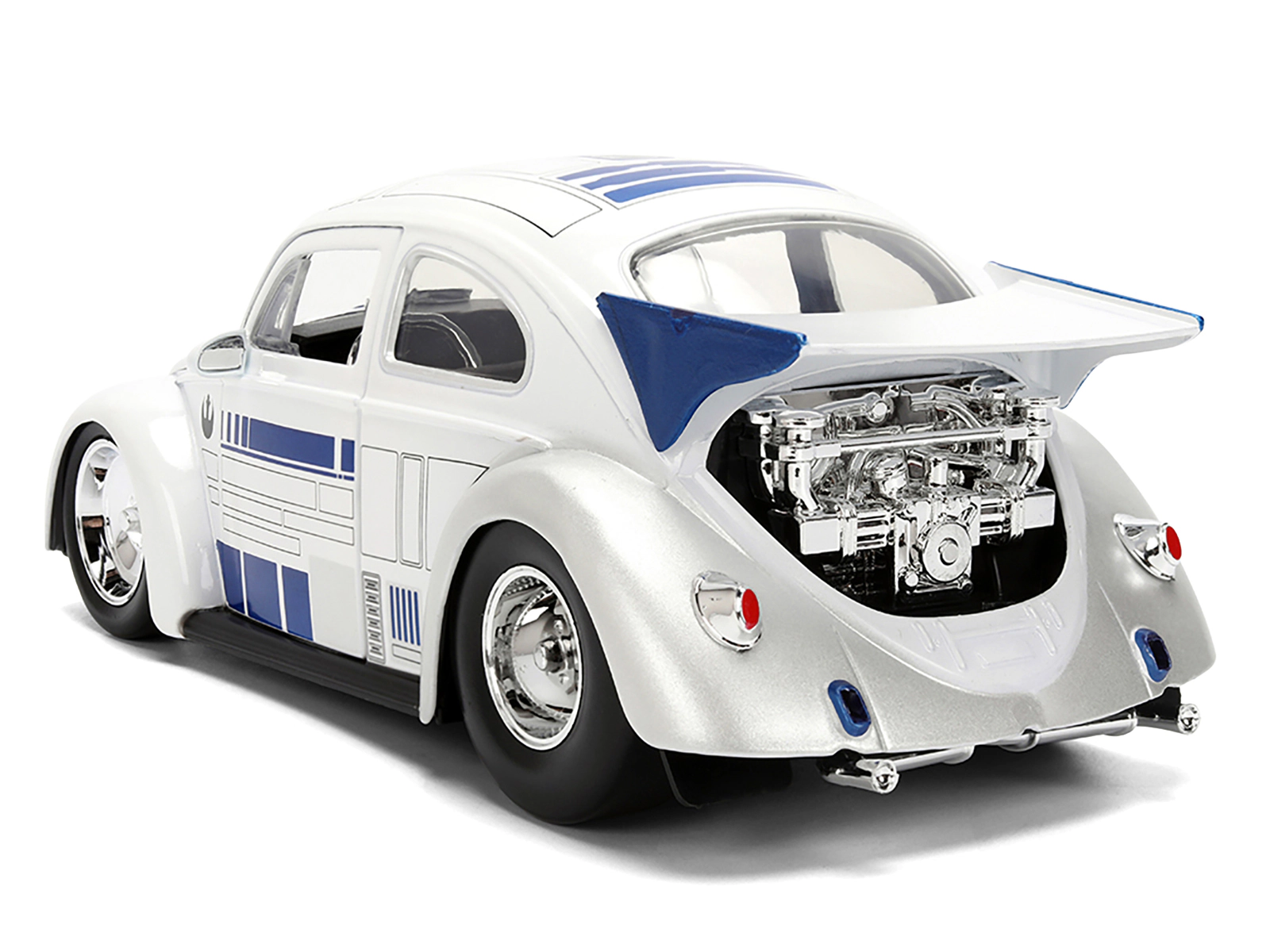 Jada 1959 Volkswagen Drag Beetle White with Graphics and R2-D2 Figure "Star Wars" Franchise "Hollywood Rides"