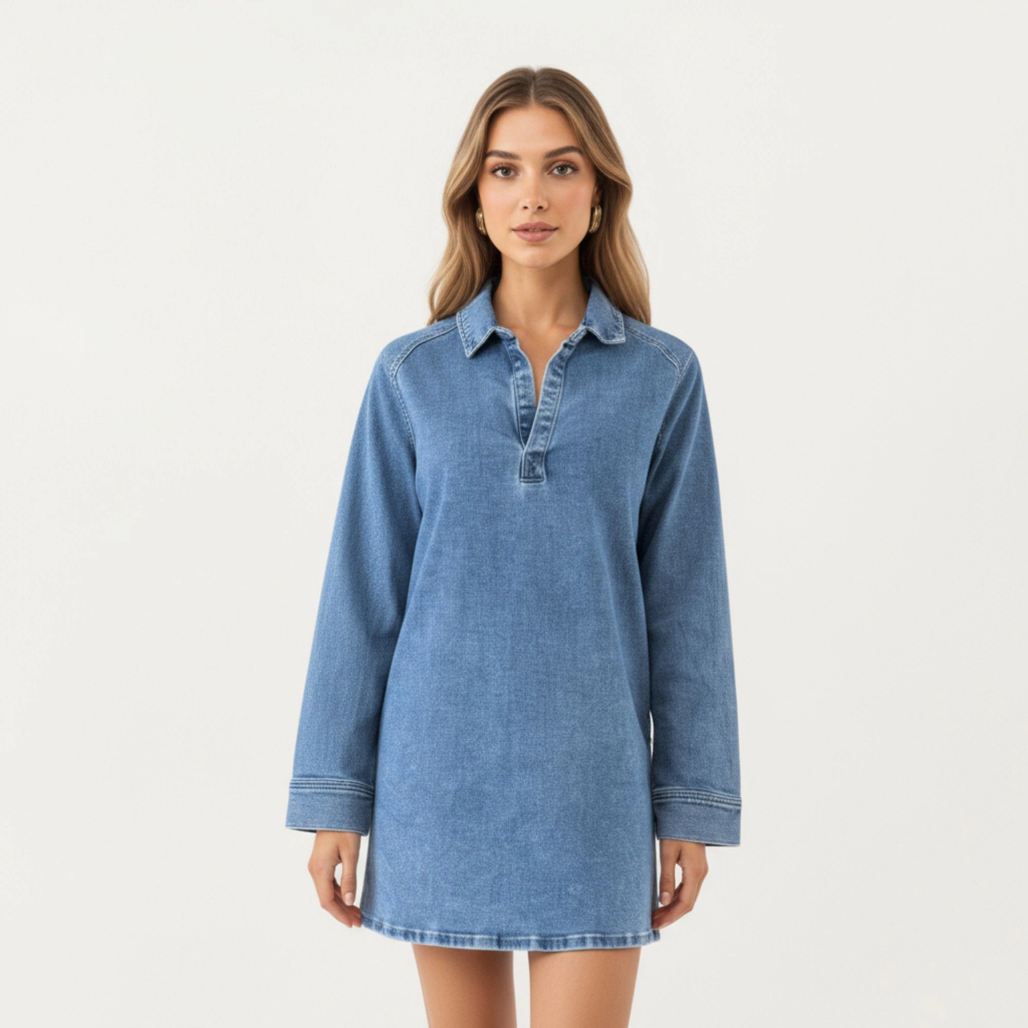 Anna-Kaci Women's Puff Sleeve Denim A-Line Babydoll Dress