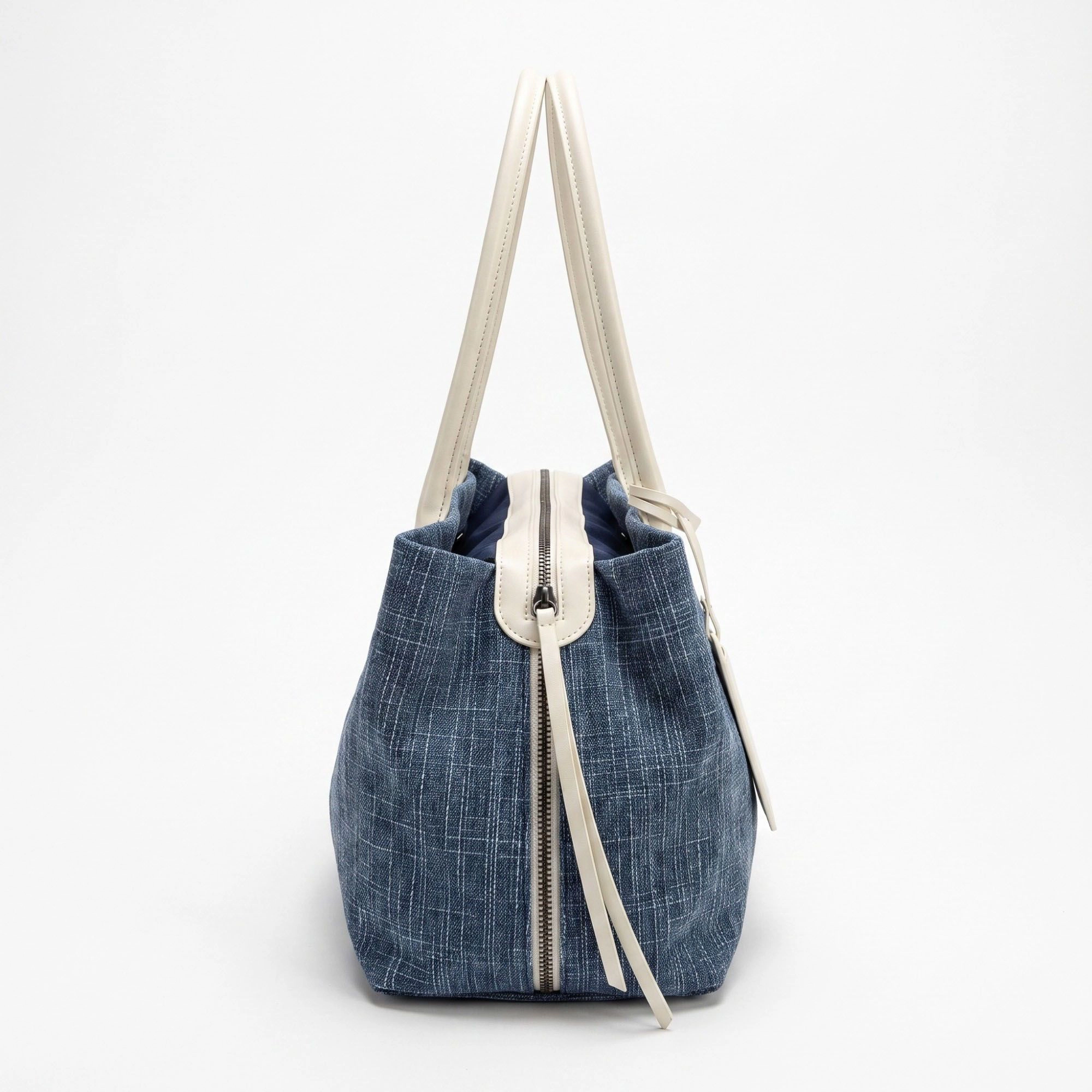 Alilang Women's Large Textured Tote Bag with Double Handles and Zip Closure