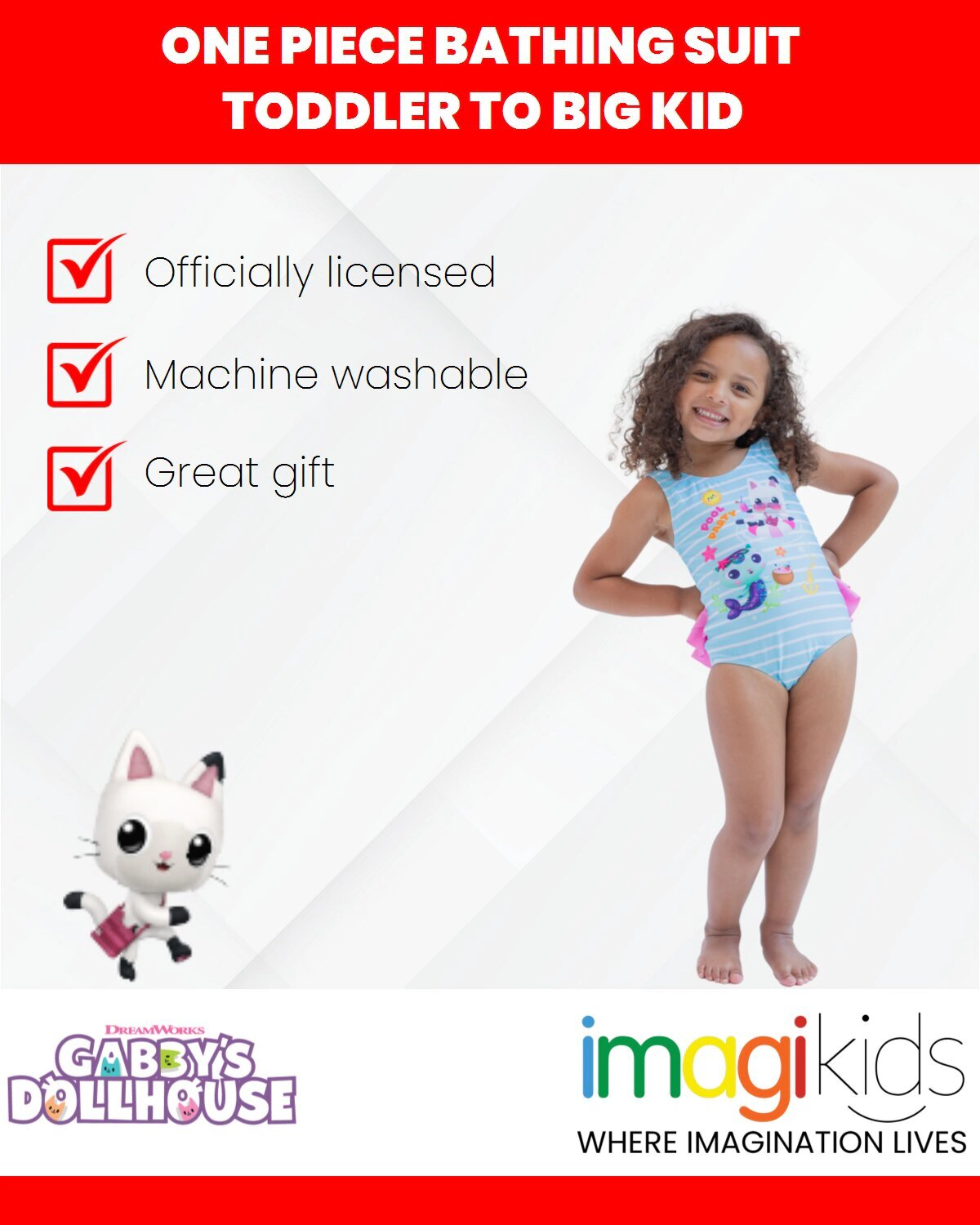 Dreamworks Gabby's Dollhouse Girls' One Piece Bathing Suit
