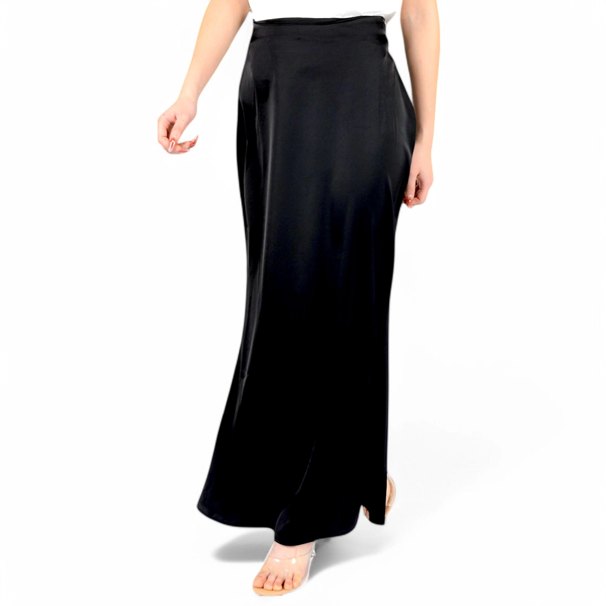 Anna-Kaci Womens Satin High Waist A-Line Maxi Skirt