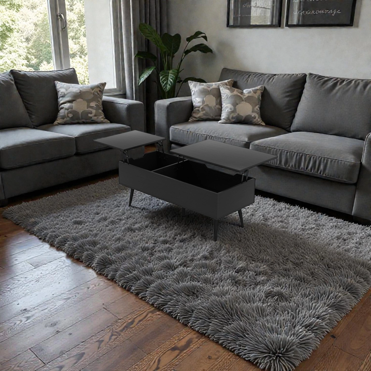 Hivvago Modern 47" Coffee Table with Lift-Top Design and Two Secret Storage Spaces