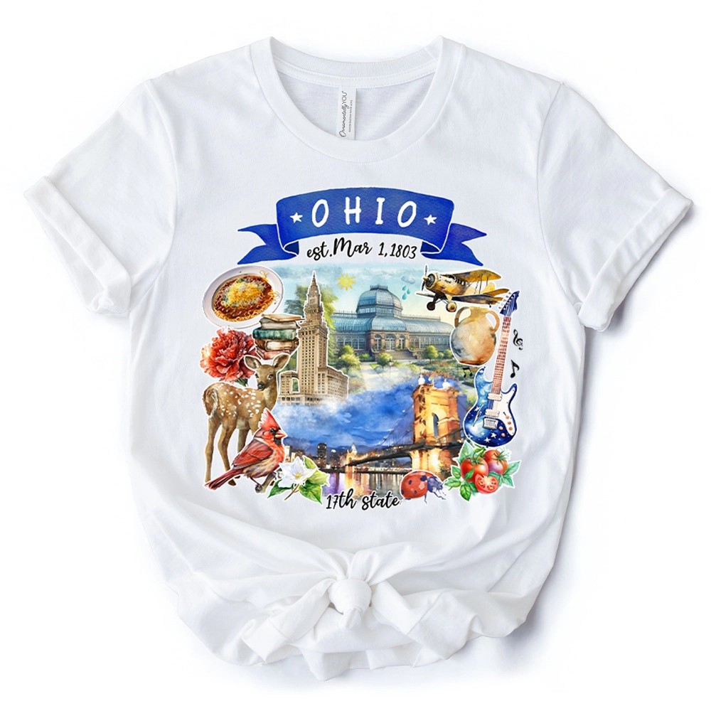 OrnamentallyYou Unisex Artistic Ohio State Themes And Landmarks T-Shirt