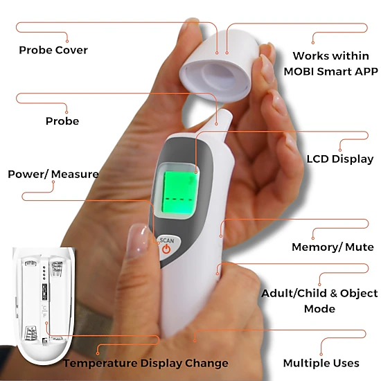MOBI DualScan Ear & Forehead Bluetooth Digital Thermometer