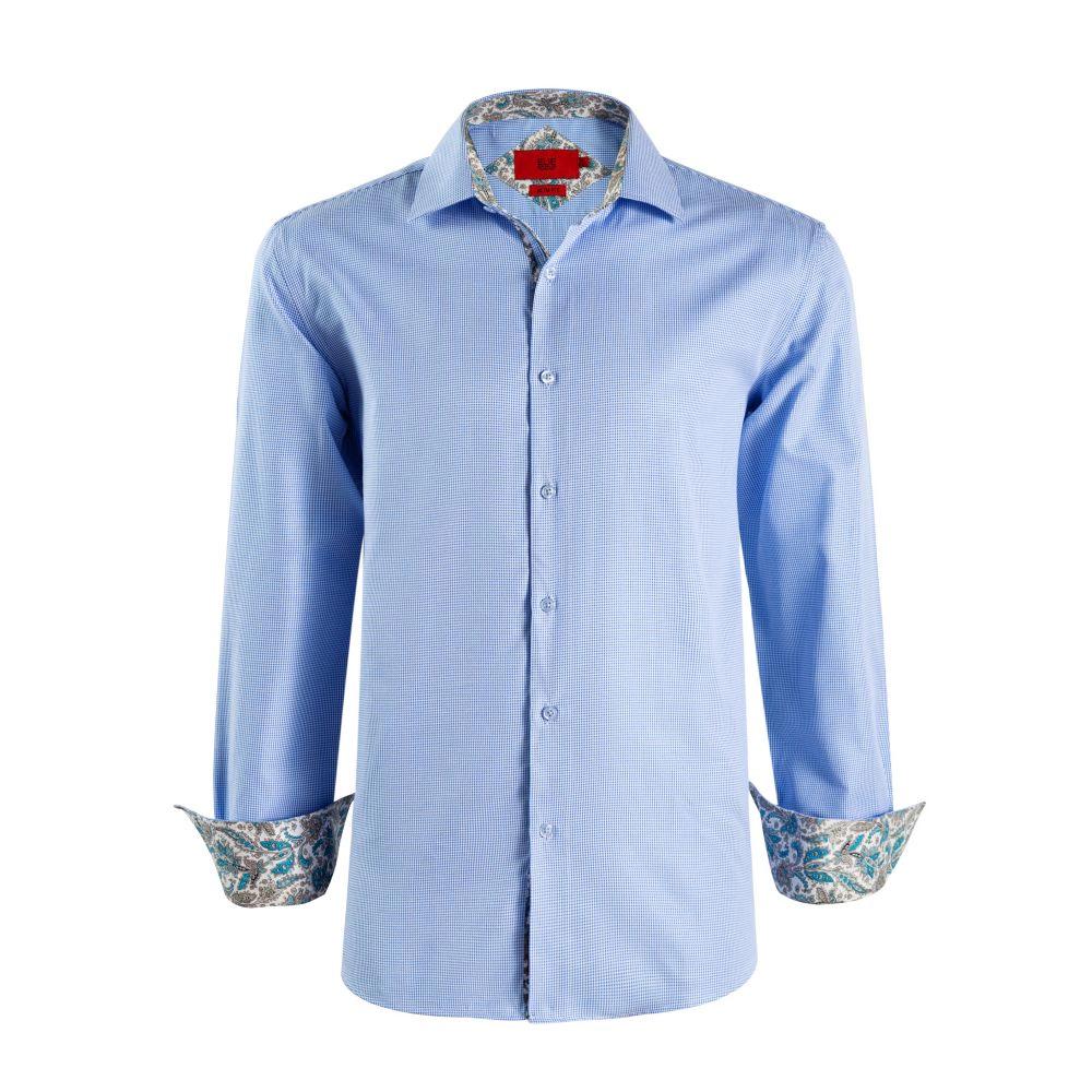 Elie Balleh Slim Fit Mens Houndstooth Dress Shirt