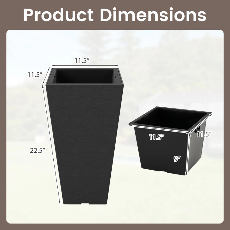 Hivvago Square Garden Planter Set with Self-Watering Design