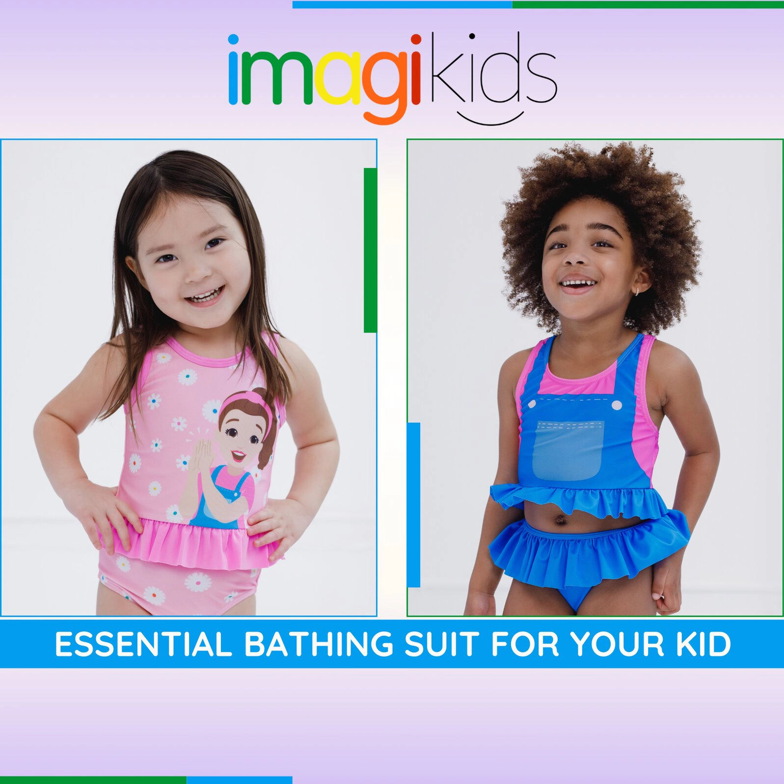 Ms. Rachel Girls' Swimwear 2-Piece Tankini and Bikini Bottom Set