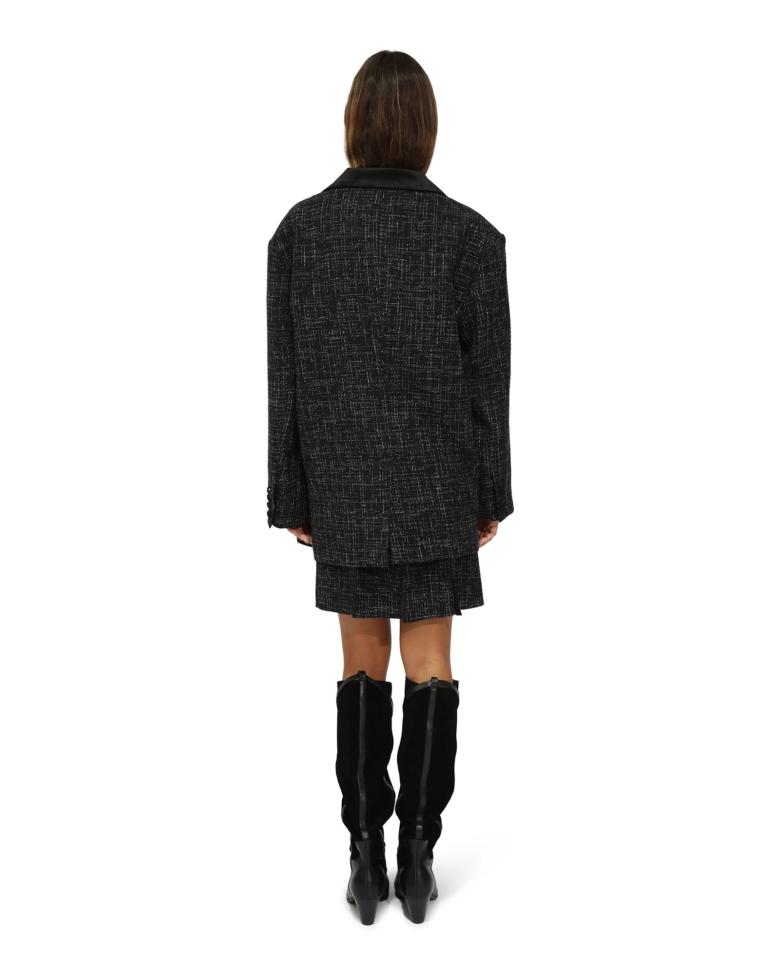 Belle & Bloom City Noir Tweed Oversized Blazer
