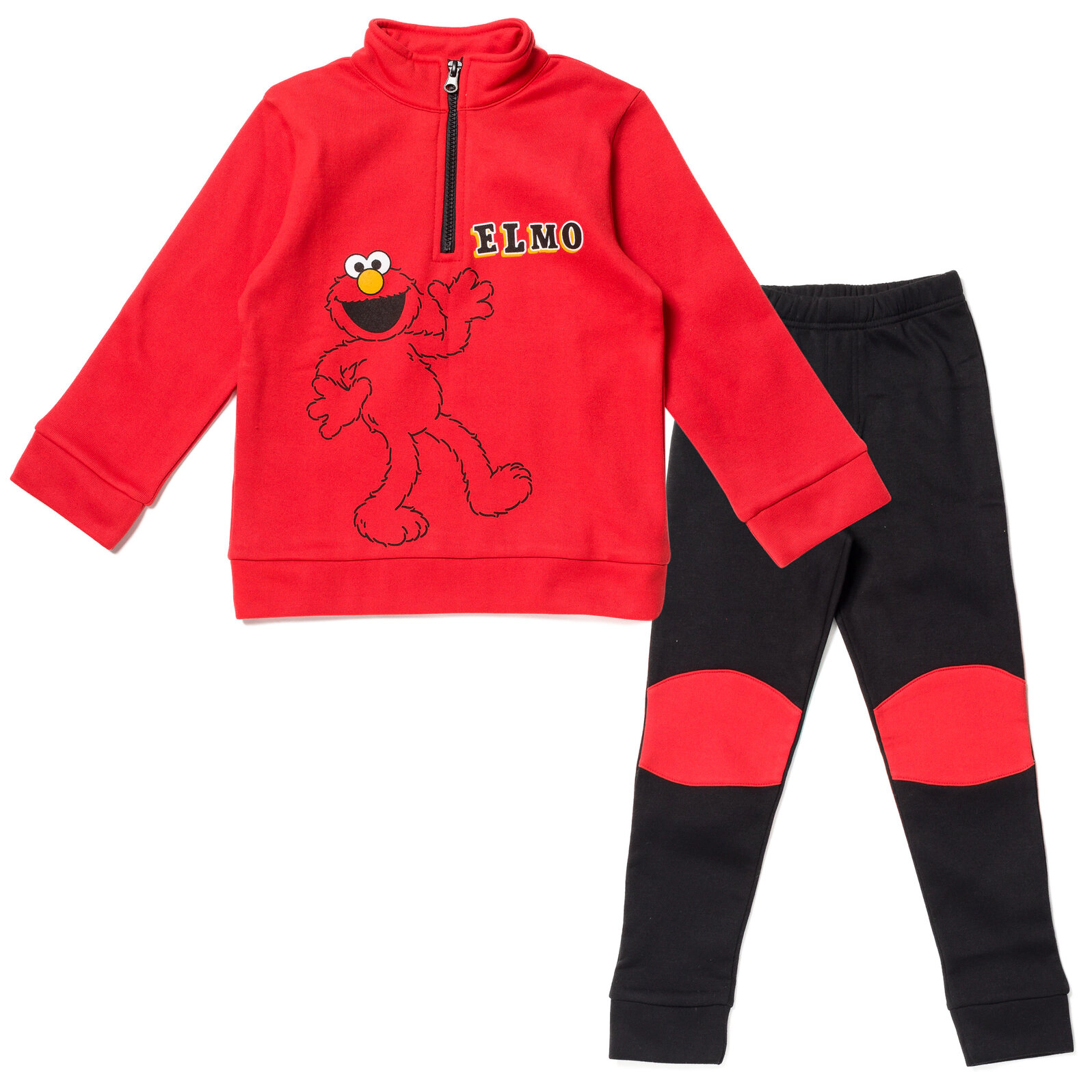 Sesame Street Elmo Boys' Fleece Quarter-Zip Sweatshirt and Pants Set
