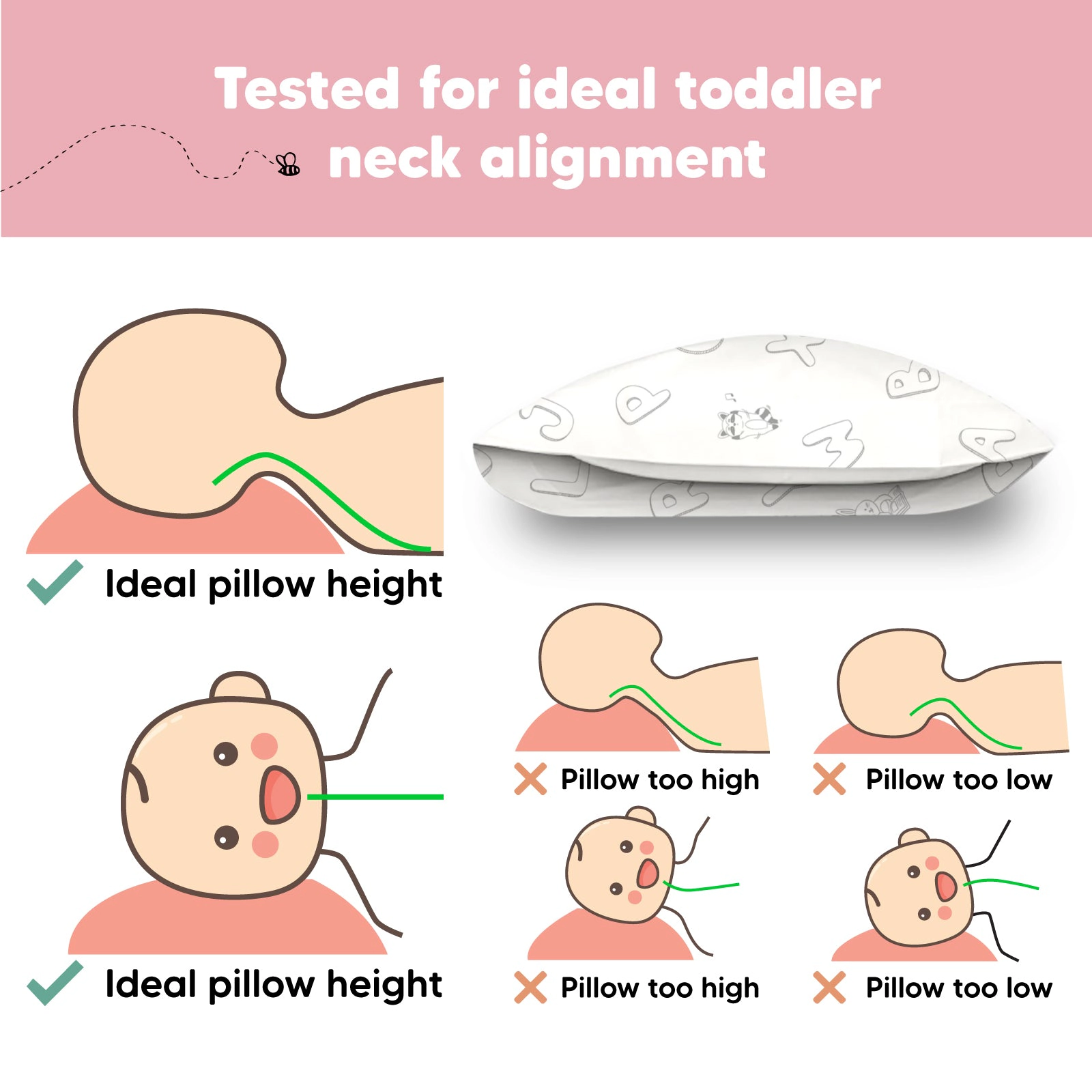 KeaBabies Toddler Pillow with Pillowcase