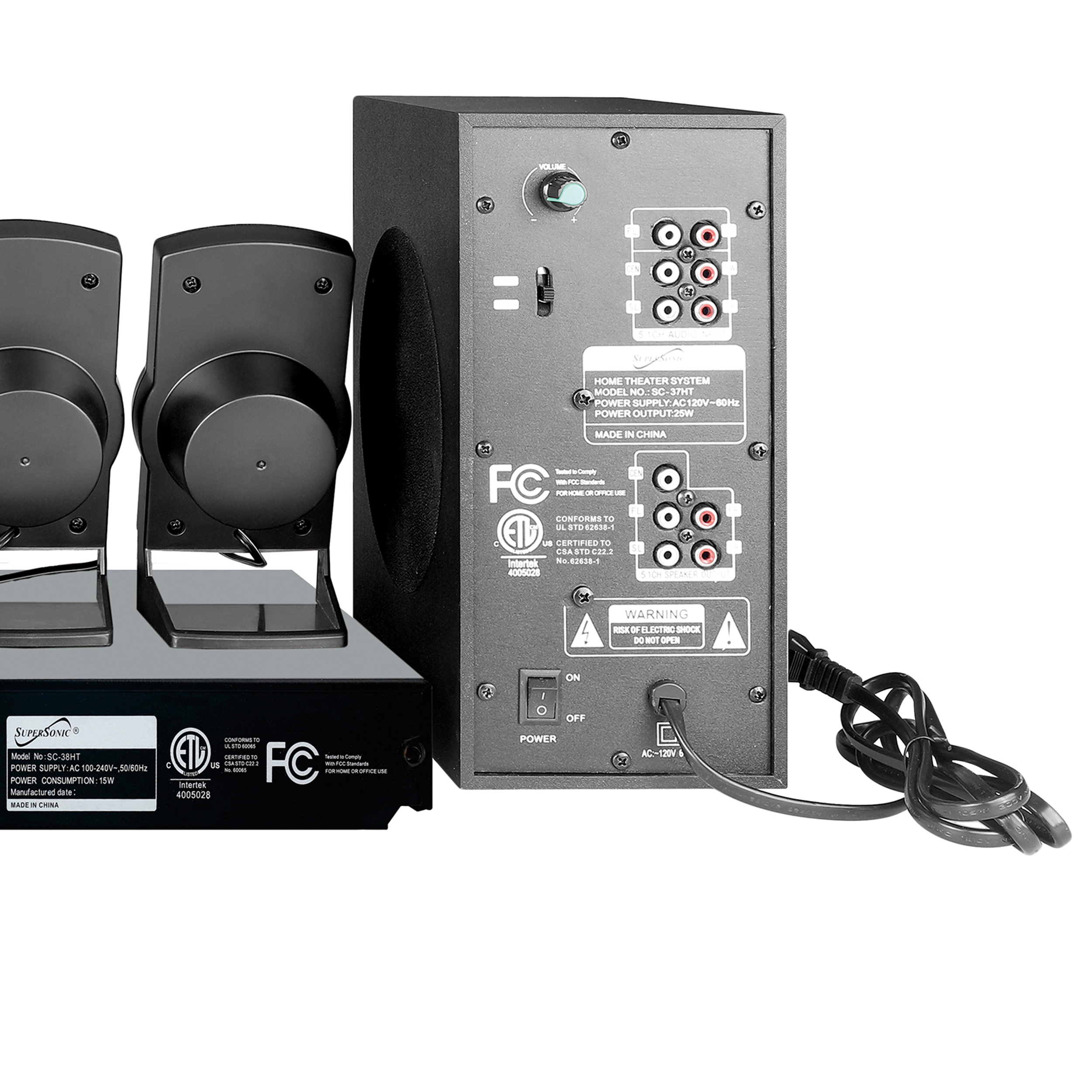 Supersonic 5.1 Channel DVD Home Theater System with USB Input and Karaoke Function