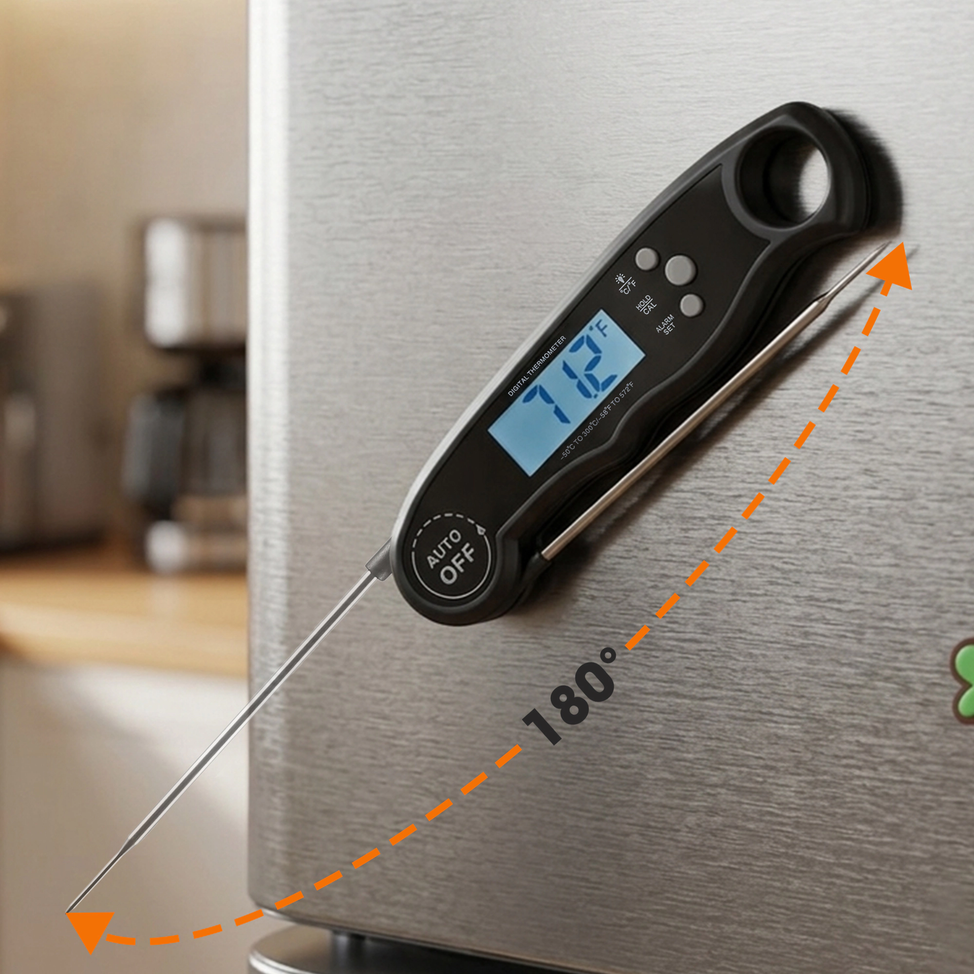 Cheer Collection Instant Read Digital Food Thermometer with Foldable Probe and Backlit Display