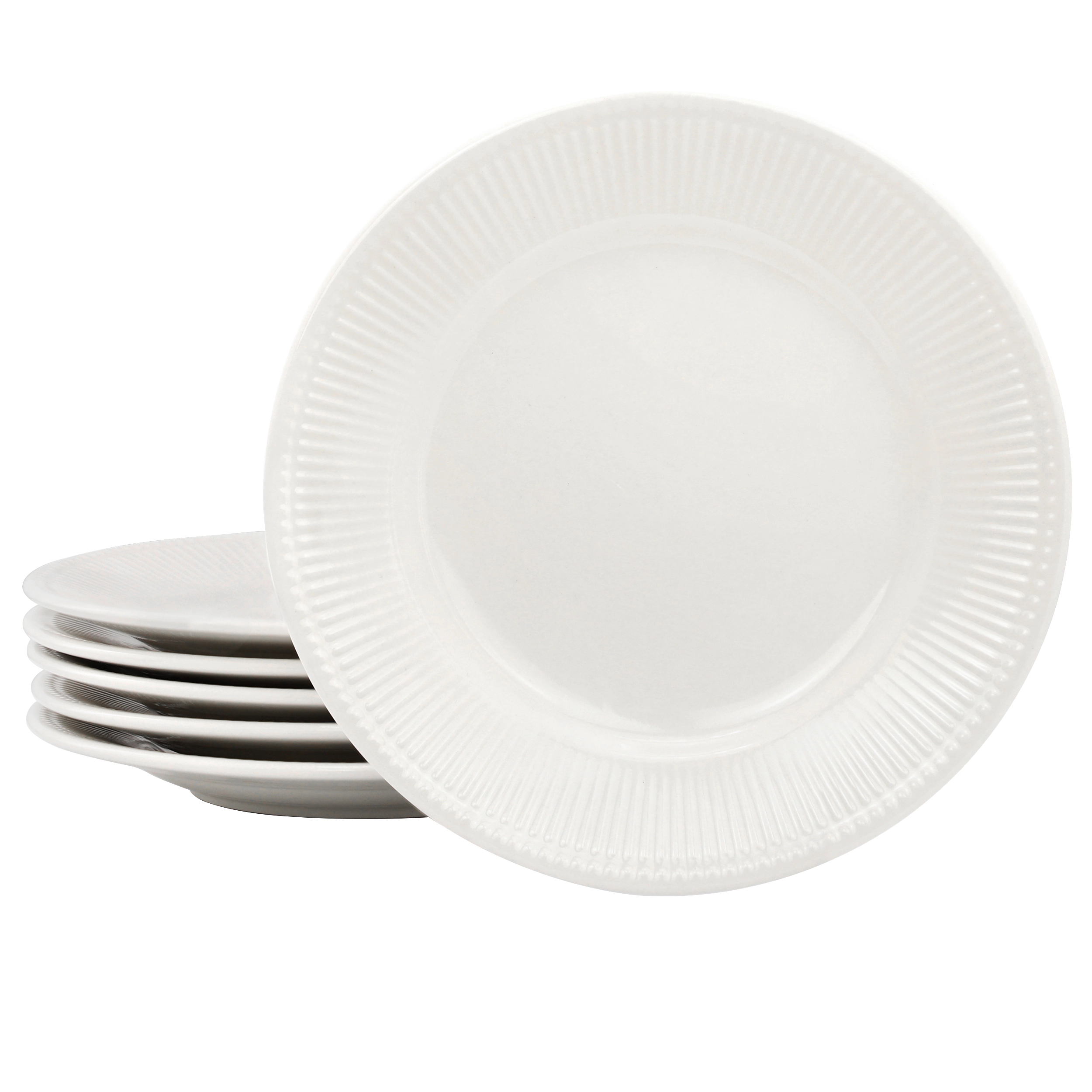 Elama Gretel 6 Piece Round Stoneware Salad Plate Set in White