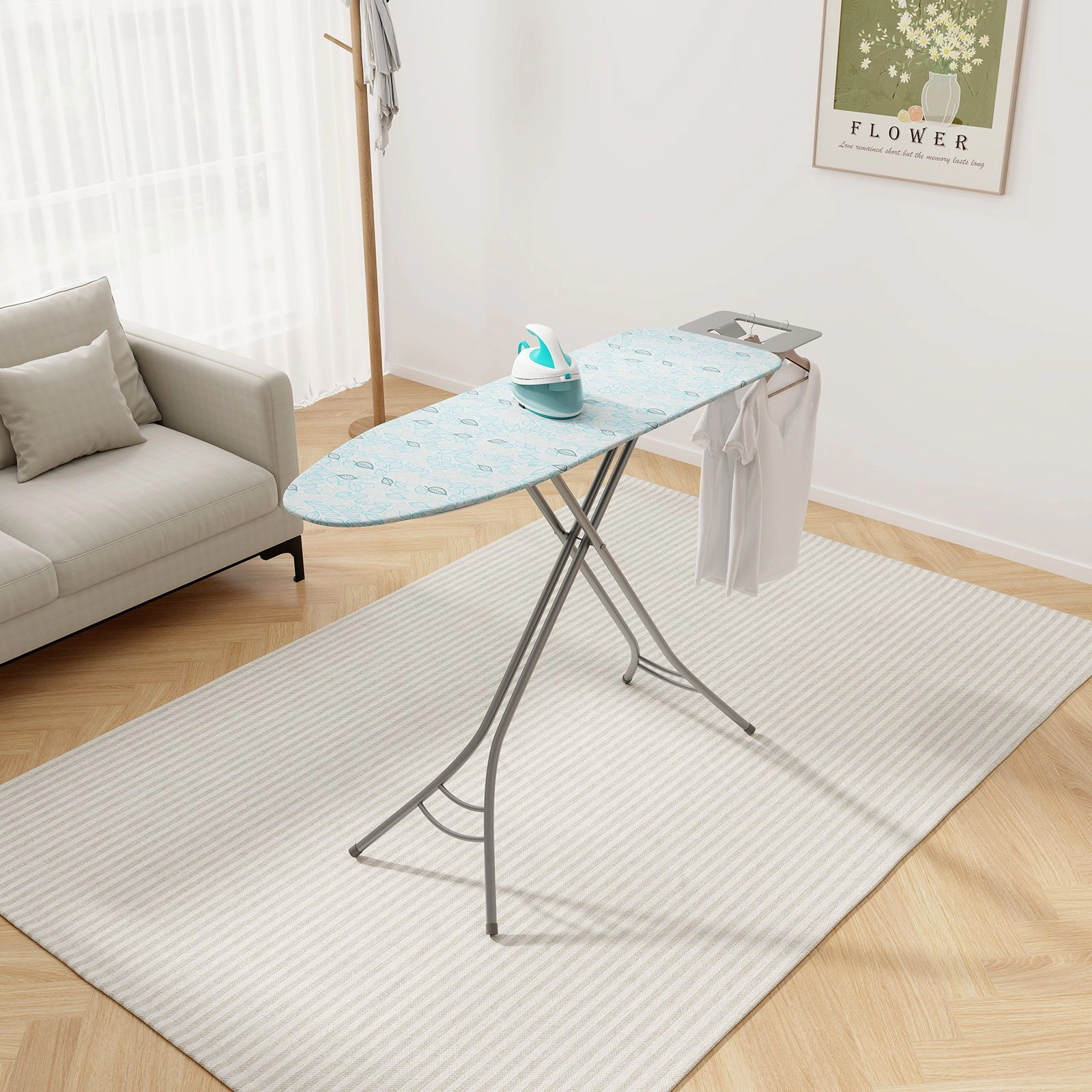 SlickBlue Turquoise Adjustable Ironing Board with Iron Rest, 7 Height Settings