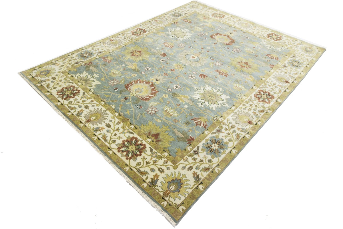 Magic Rugs Blue-gray Floral Osh Chobi 9X12 Peshawar Oriental Rug