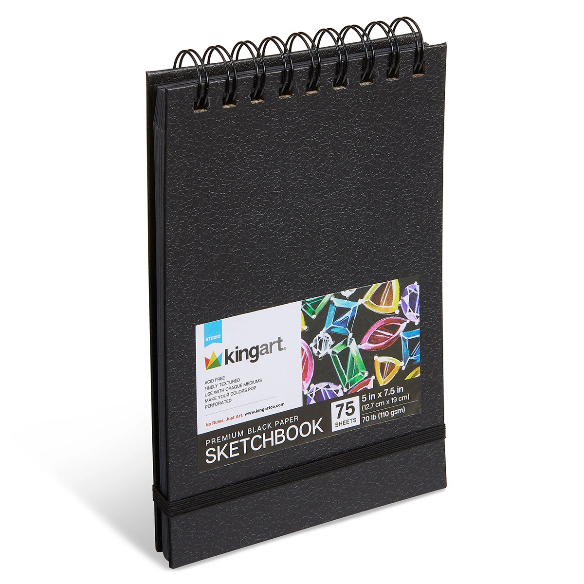 KINGART Black Paper Sketchbook 5 x 7.5 in, 75 Sheets