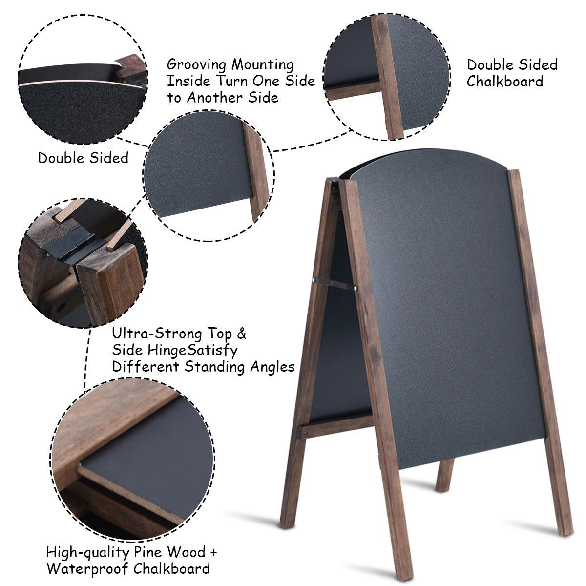 SlickBlue Double Sided Chalkboard Sign Stand for Outdoor Display