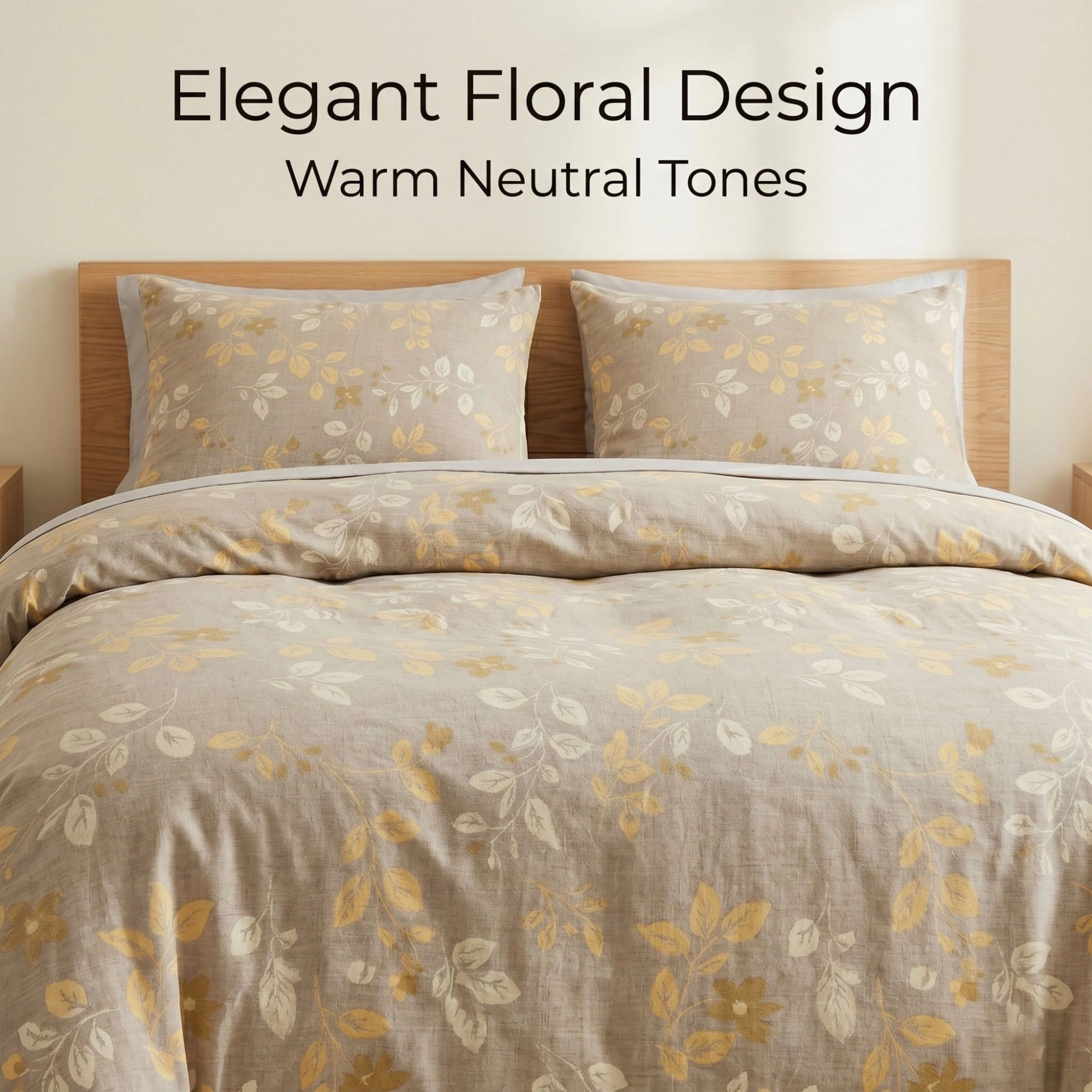 Alilang Unisex 3-Piece Cotton Bedding Set with Duvet Cover and Pillowcases Soft Washed Fabric Botanical Floral Print