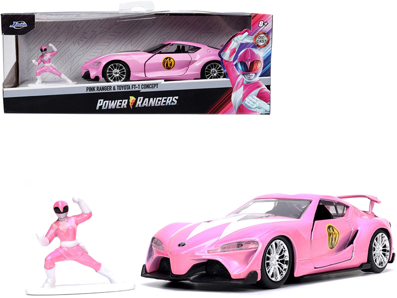 Jada Toyota FT-1 Concept Pink Metallic and Pink Ranger Diecast Figurine "Power Rangers" "Hollywood Rides