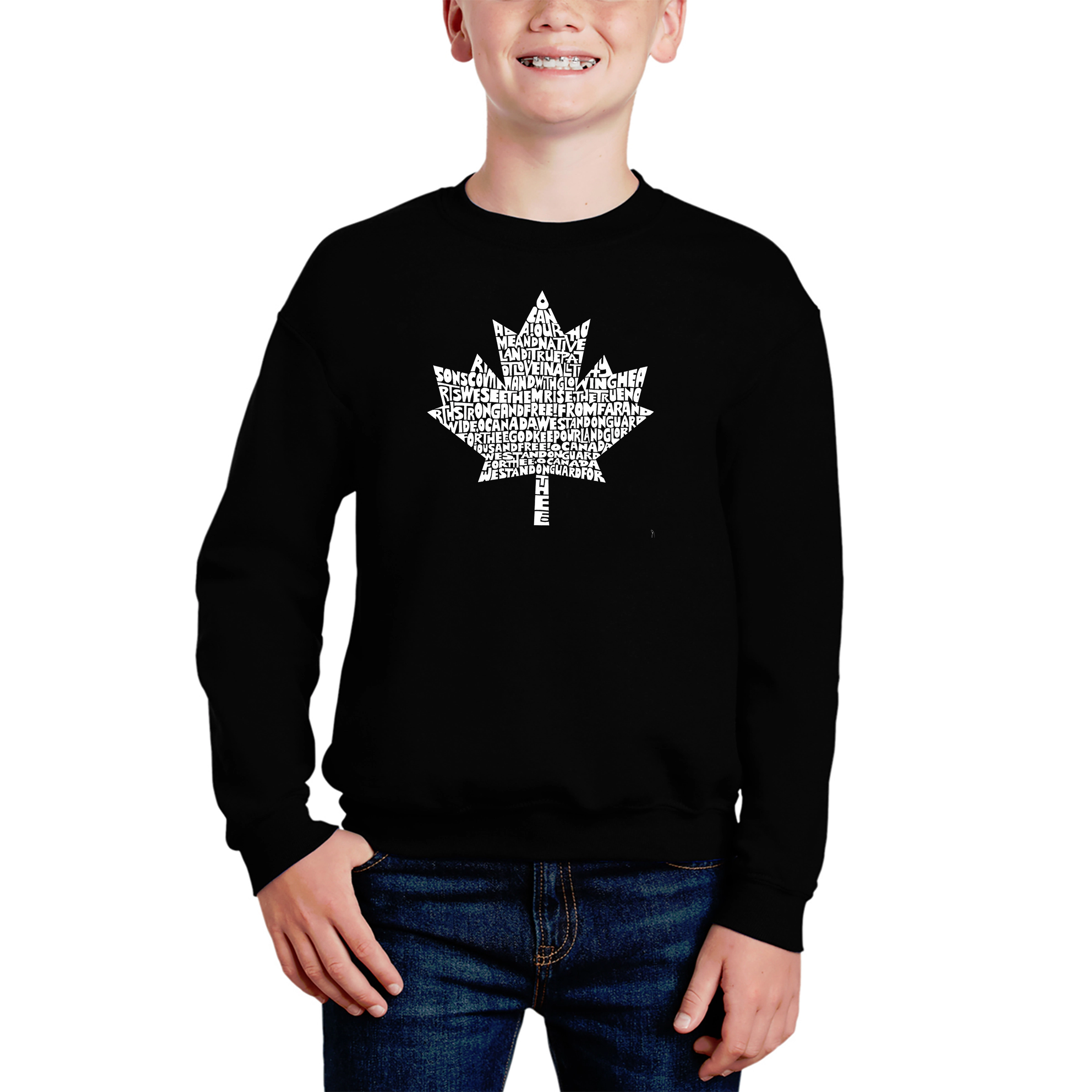 LA Pop Art Boy's Word Sweatshirt - Canadian National Anthem