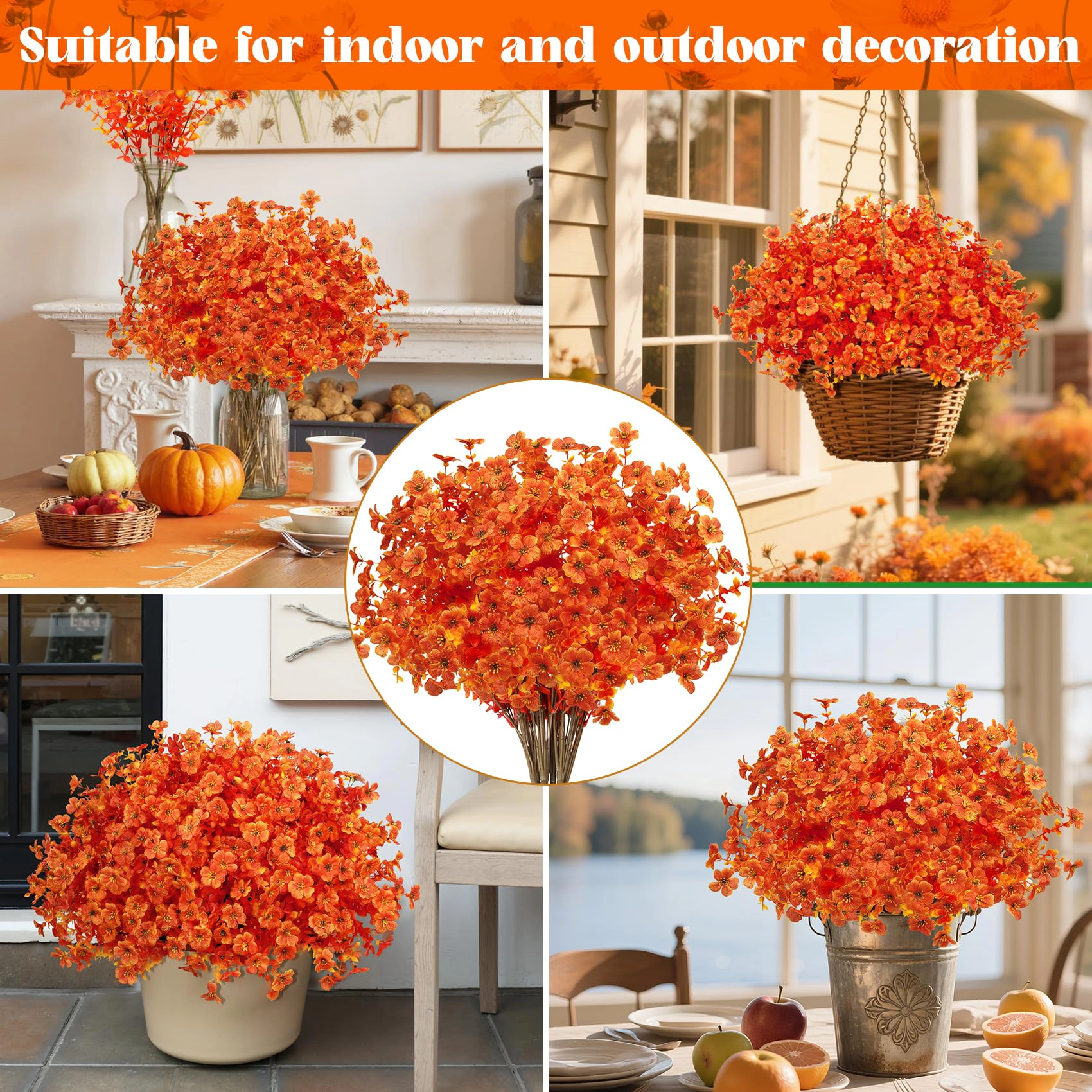 PUPWE 24 Artificial Flowers For Outdoors Decorations  White