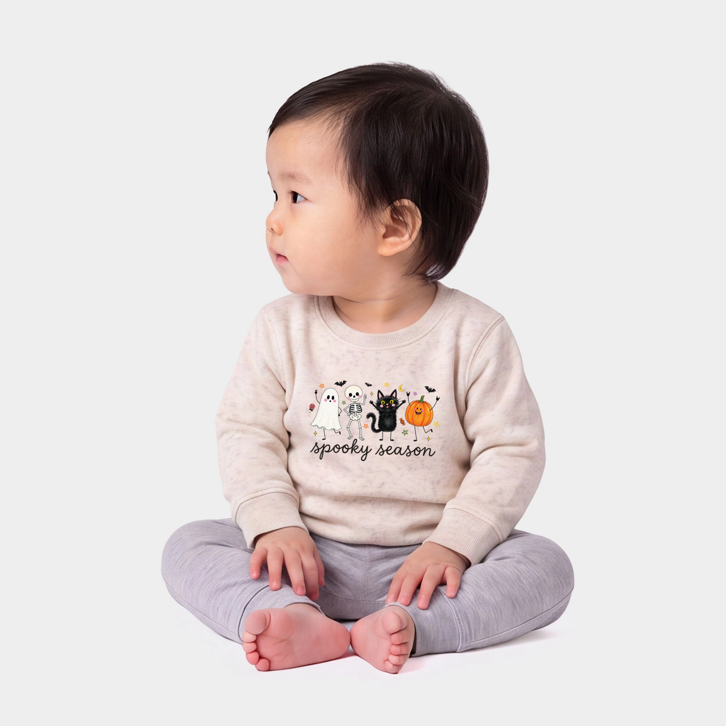 The Juniper Shop - Infant Crew Fleece Sweatshirt Spooky Season Stick Figures
