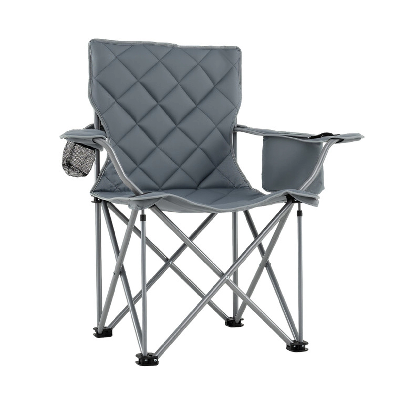 SUGIFT Gray Oversized Folding Camping Chair with Cooler Pouch and Cup Holder 38-in W 40-in H 500-lb Seat Capacity