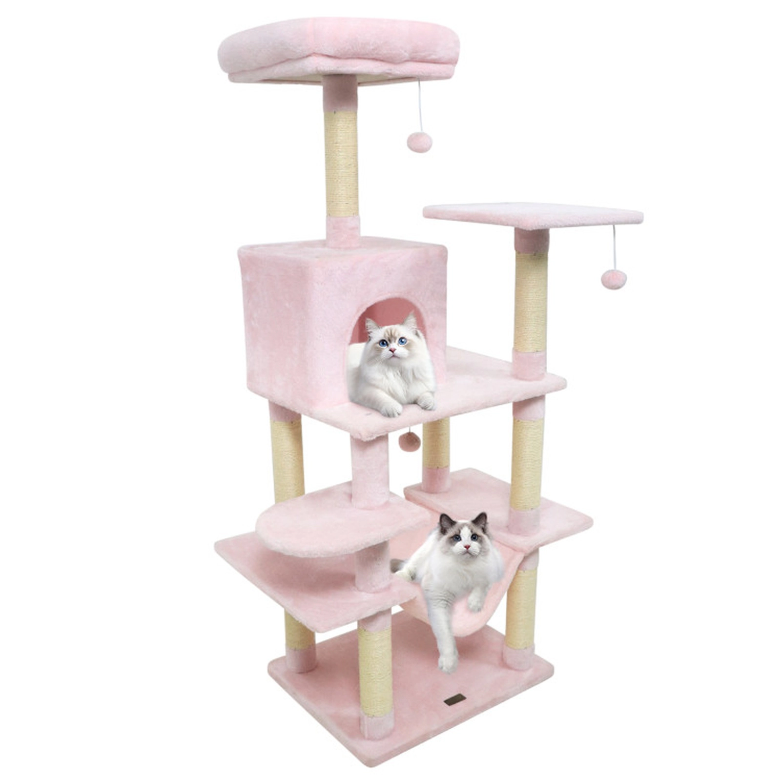 SUGIFT 58-in Multi-Level Cat Tree Tower with Padded Top Perch Condo and Scratching Posts 29-lb Net Weight Pink