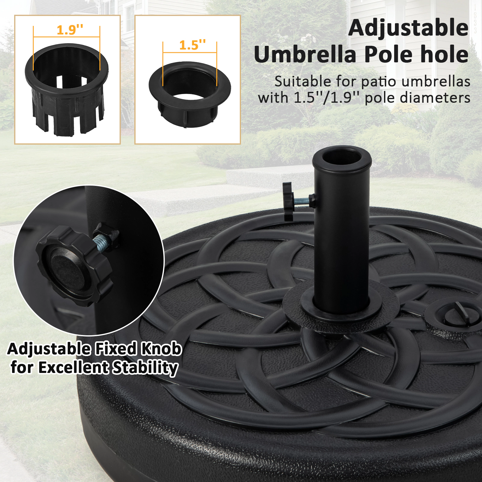 Hivvago 22 Inch Fillable Heavy-Duty Round Patio Umbrella Base Stand