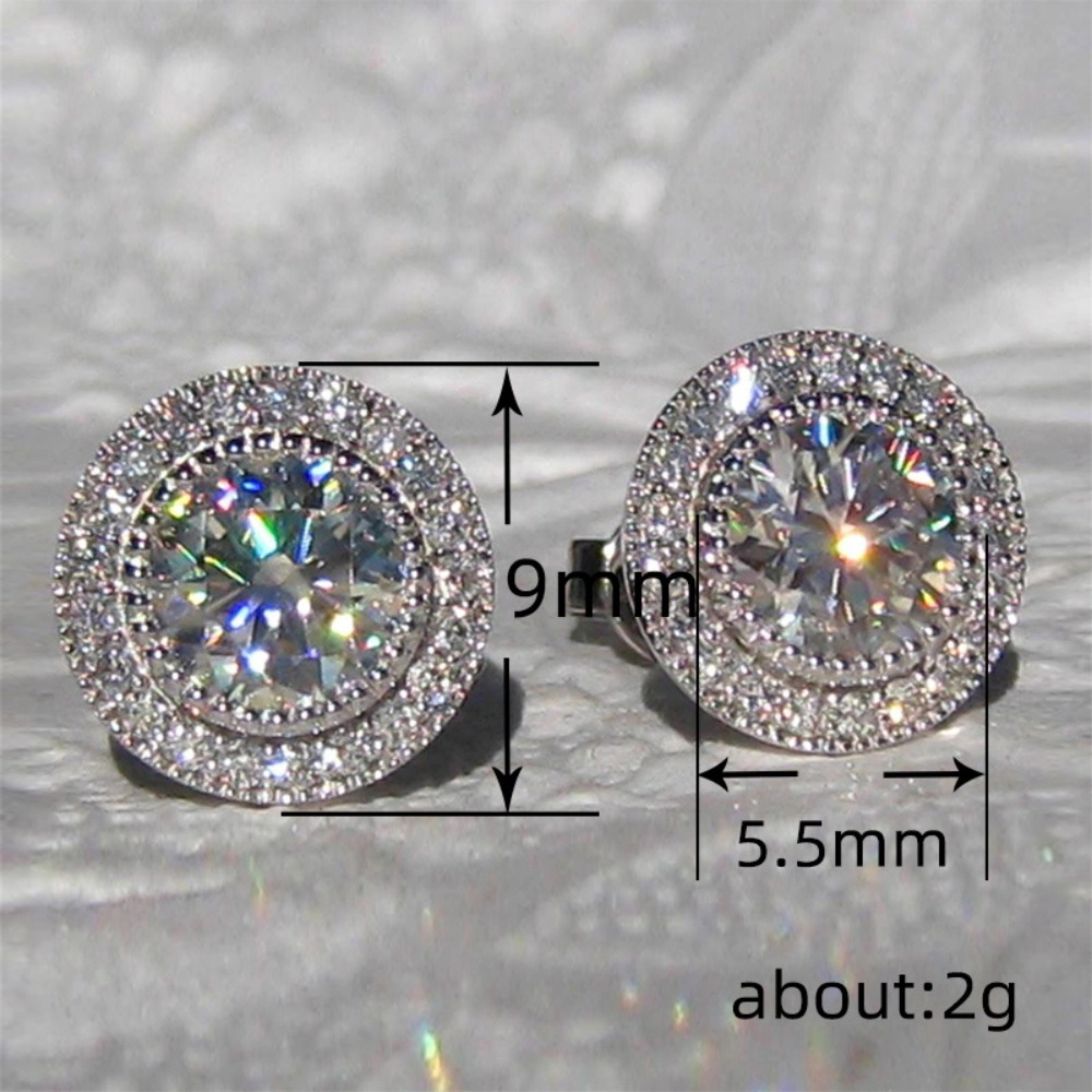 Wardrobe Whimsy Round Cut Double Halo Cubic Zirconia Stud Earrings Luxury Sparkling Formal Party Jewelry