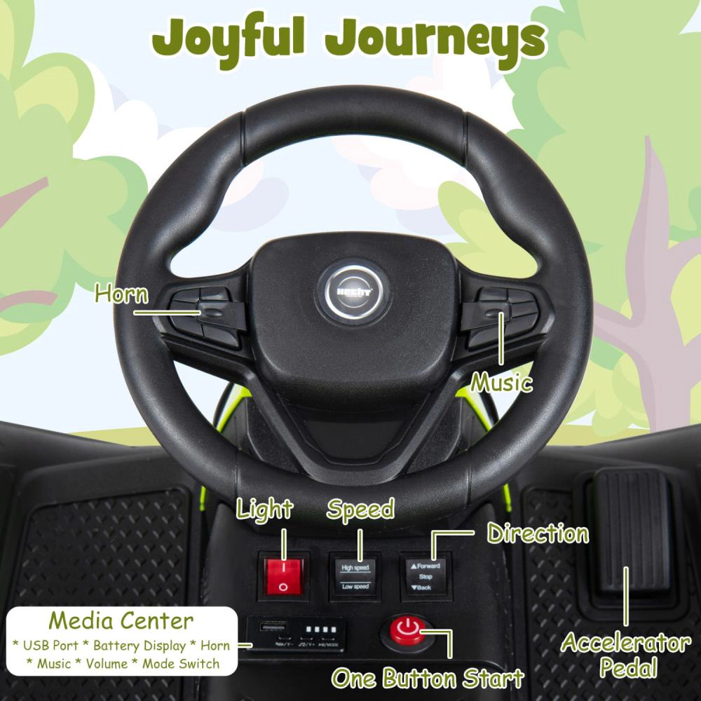 Hivvago 24V Ride on Tractor with Detachable Trailer and Music for Boys Girls