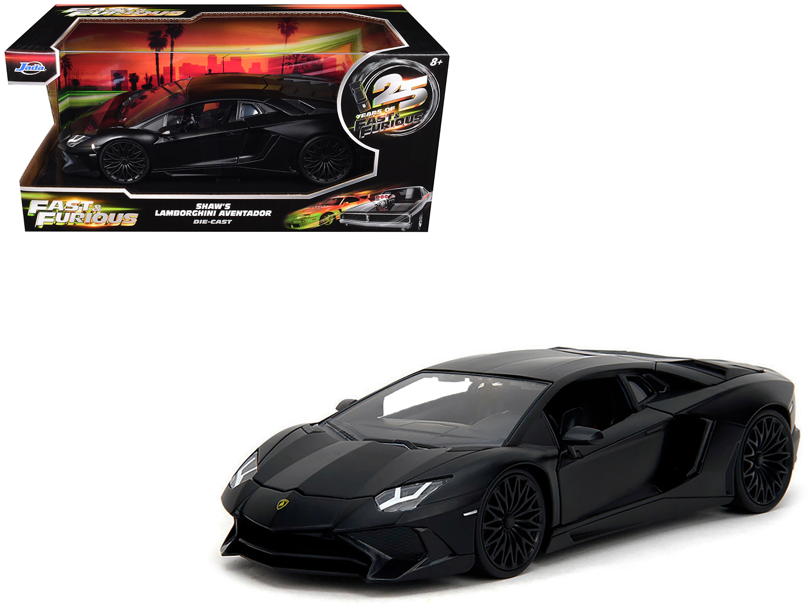 Jada Shaw's Lamborghini Aventador Matt Black "Furious 7" (2015) Movie "Fast & Furious" Series 1/24 Diecast Car