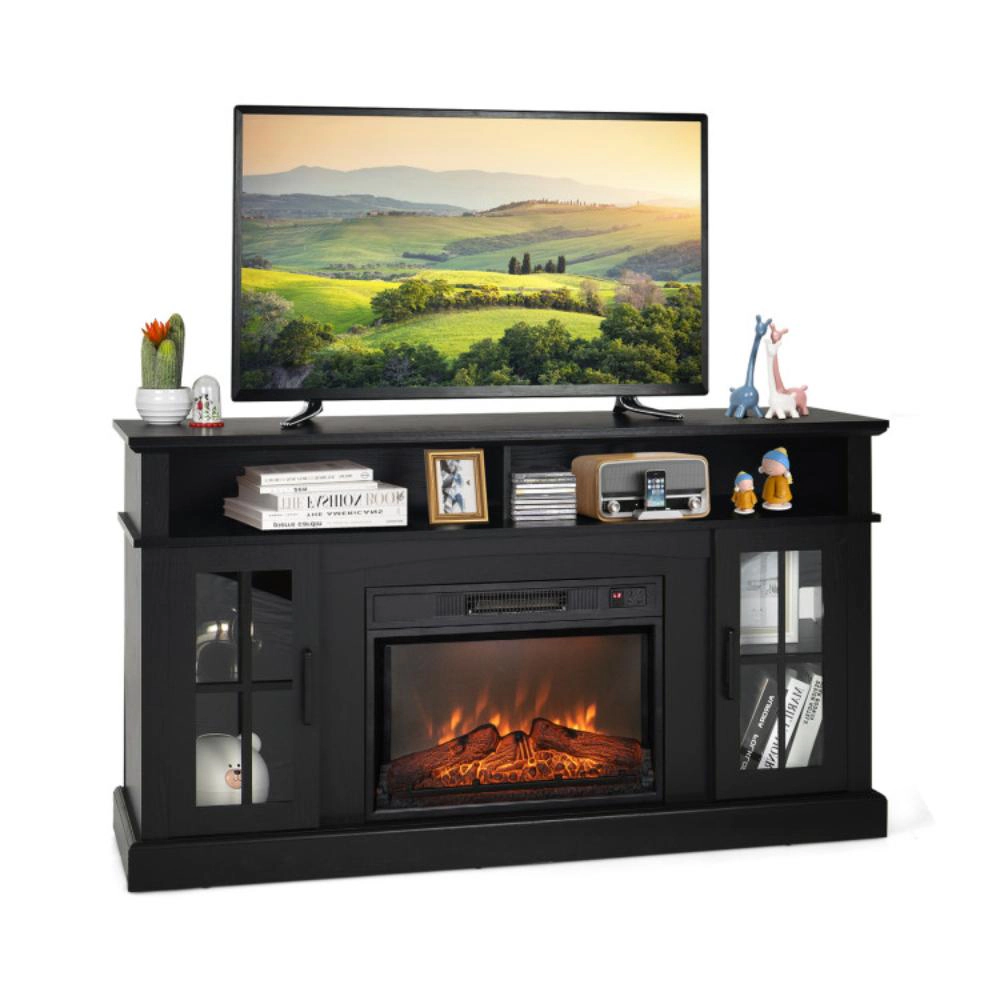 Hivvago Fireplace Tv Stand For Tvs Up To 65 Inch With Side Cabinets And Remote Control