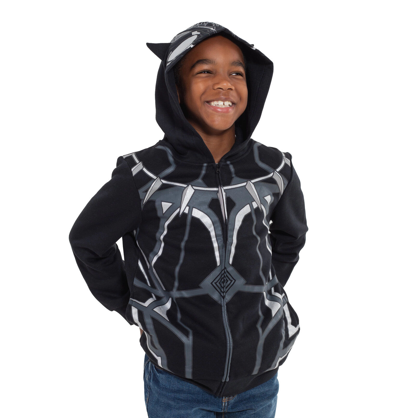 Marvel Avengers Black Panther Cosplay Fleece Zip-Up Hoodie
