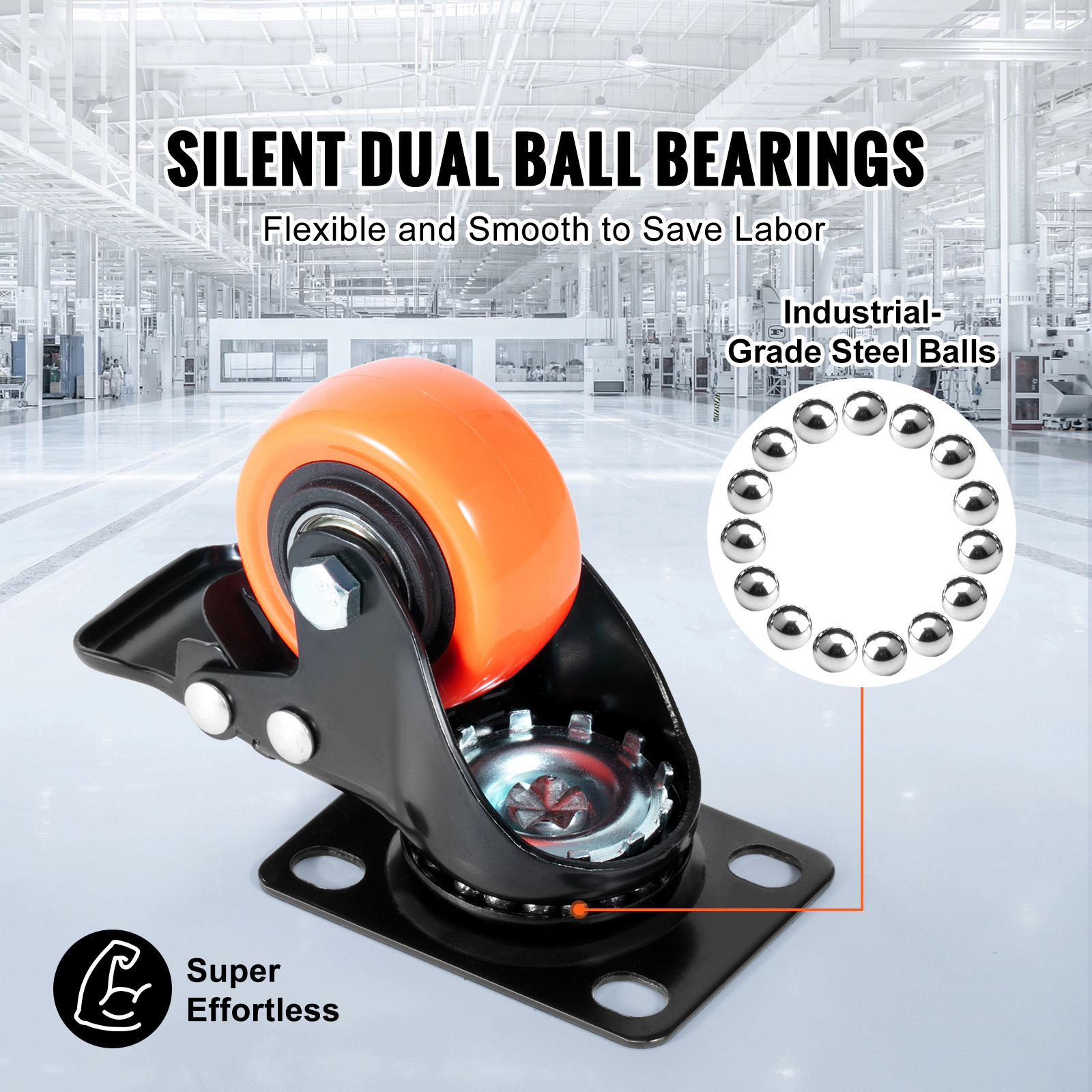 HONGGE Caster Wheels Swivel Plate Casters with Wheels Per Caster Wheels