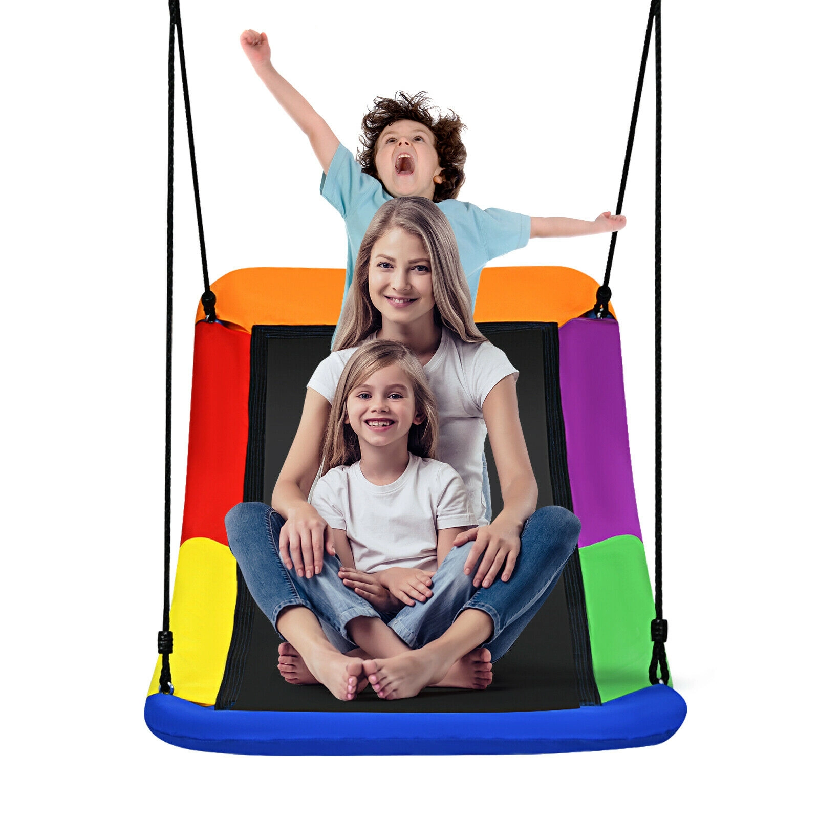 SUGIFT 60 x 32 in Platform Swing with 700 lb Capacity, Adjustable Rope and Padded Steel Frame