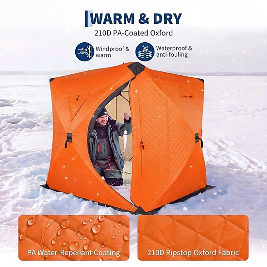 PALQOUETH One Push Button Popper-Up Ice Fishing Shelter 210D Oxford ...