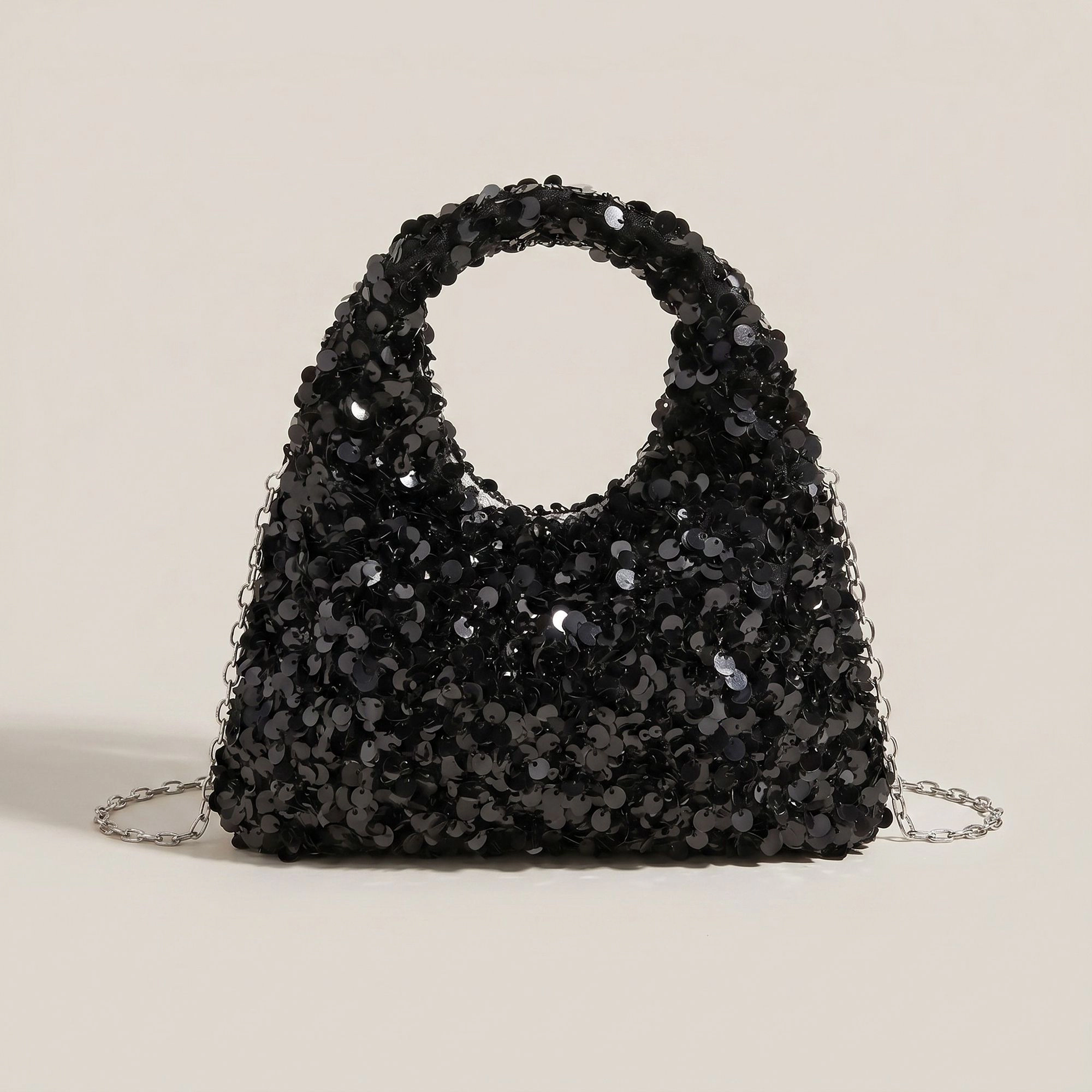 Alilang Women's Sequin Top Handle Mini Bag with Round Cutout and Chain Strap