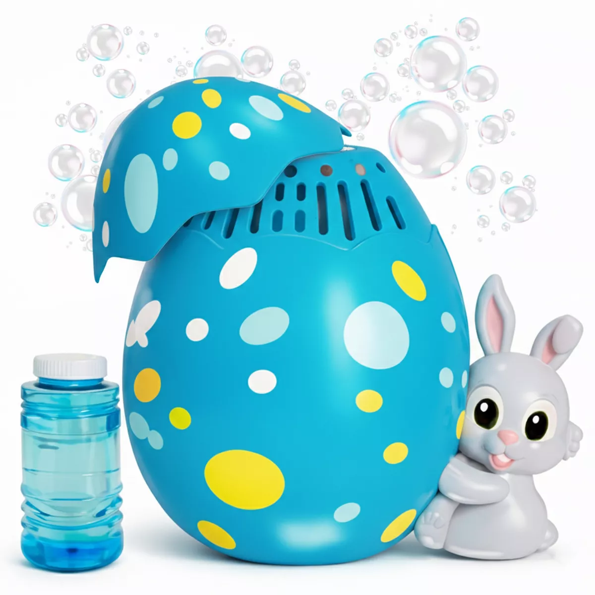 Sperric Easter Egg Bubble Maker Machine, Bunny Automatic Bubble Toy, Battery Operated Outdoor Bubble Blower for Kids 3+