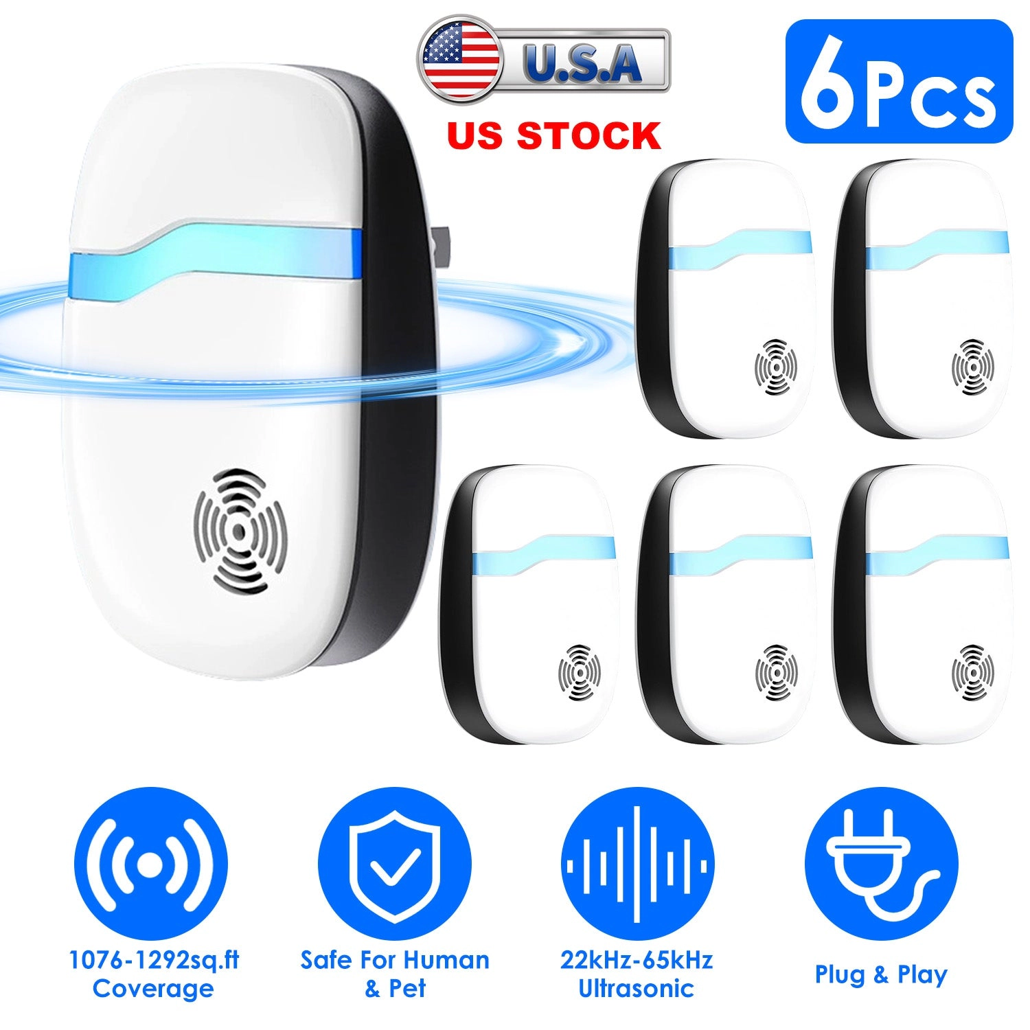 GBruno 6-Pack Ultrasonic Pest Repeller